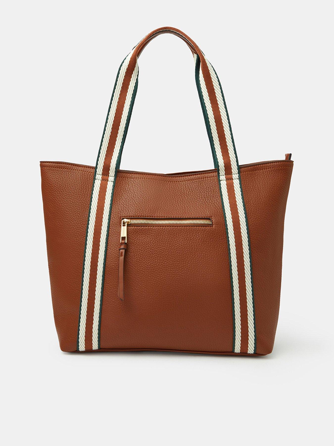 Image 1 of 5 of Accessorize Faux Leather Tote Bag - Brown