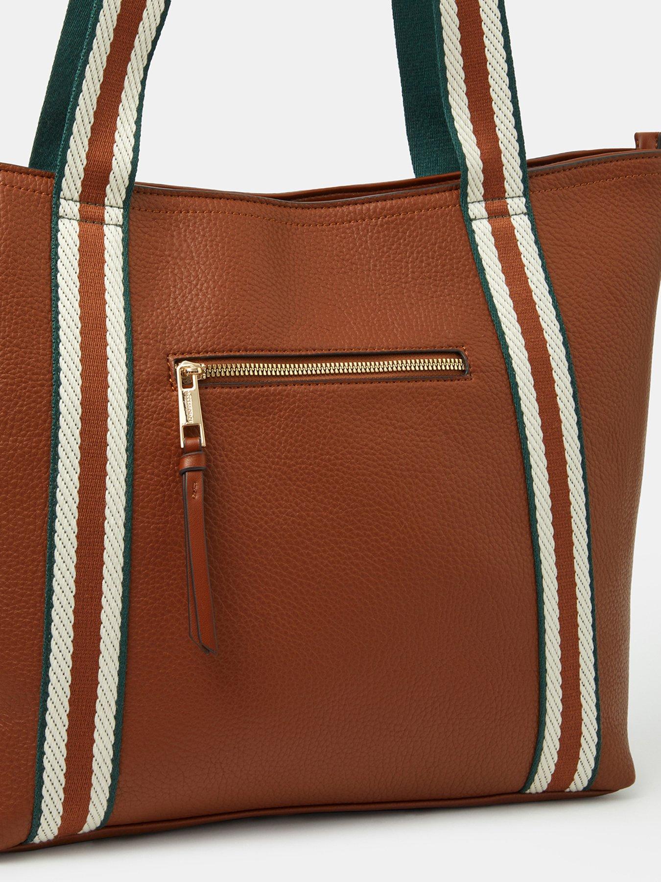 Image 4 of 5 of Accessorize Faux Leather Tote Bag - Brown