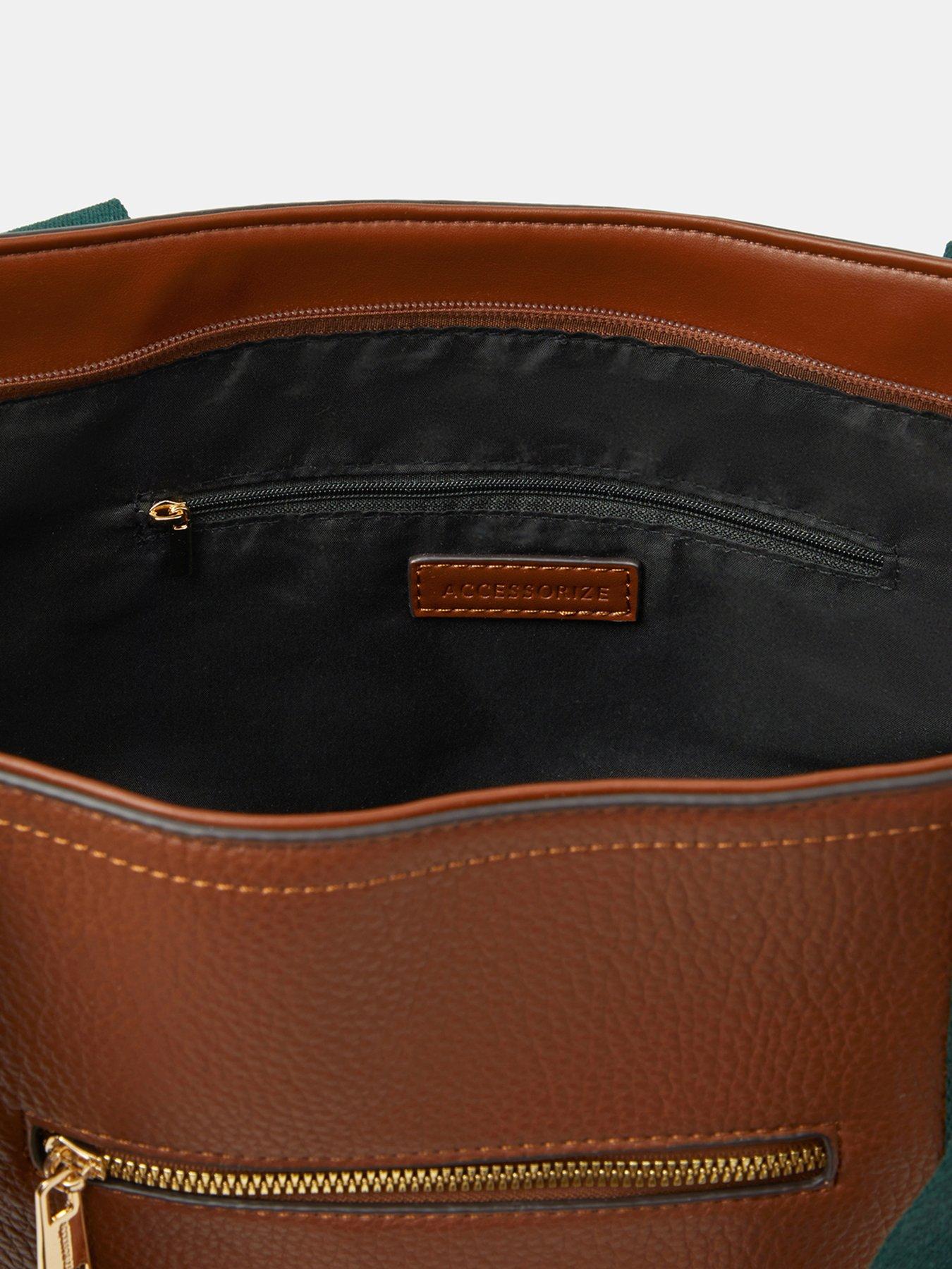 Image 5 of 5 of Accessorize Faux Leather Tote Bag - Brown