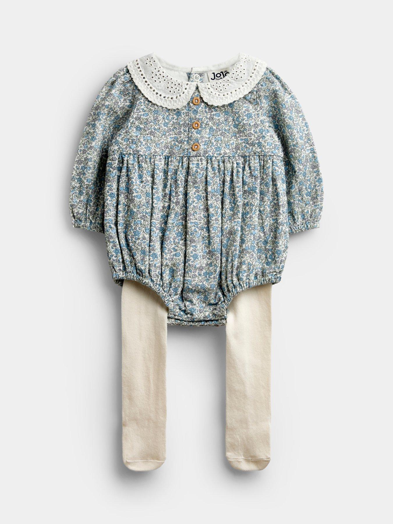 JoJo Maman Bebe Baby Girls Floral Bubble Set - Blue