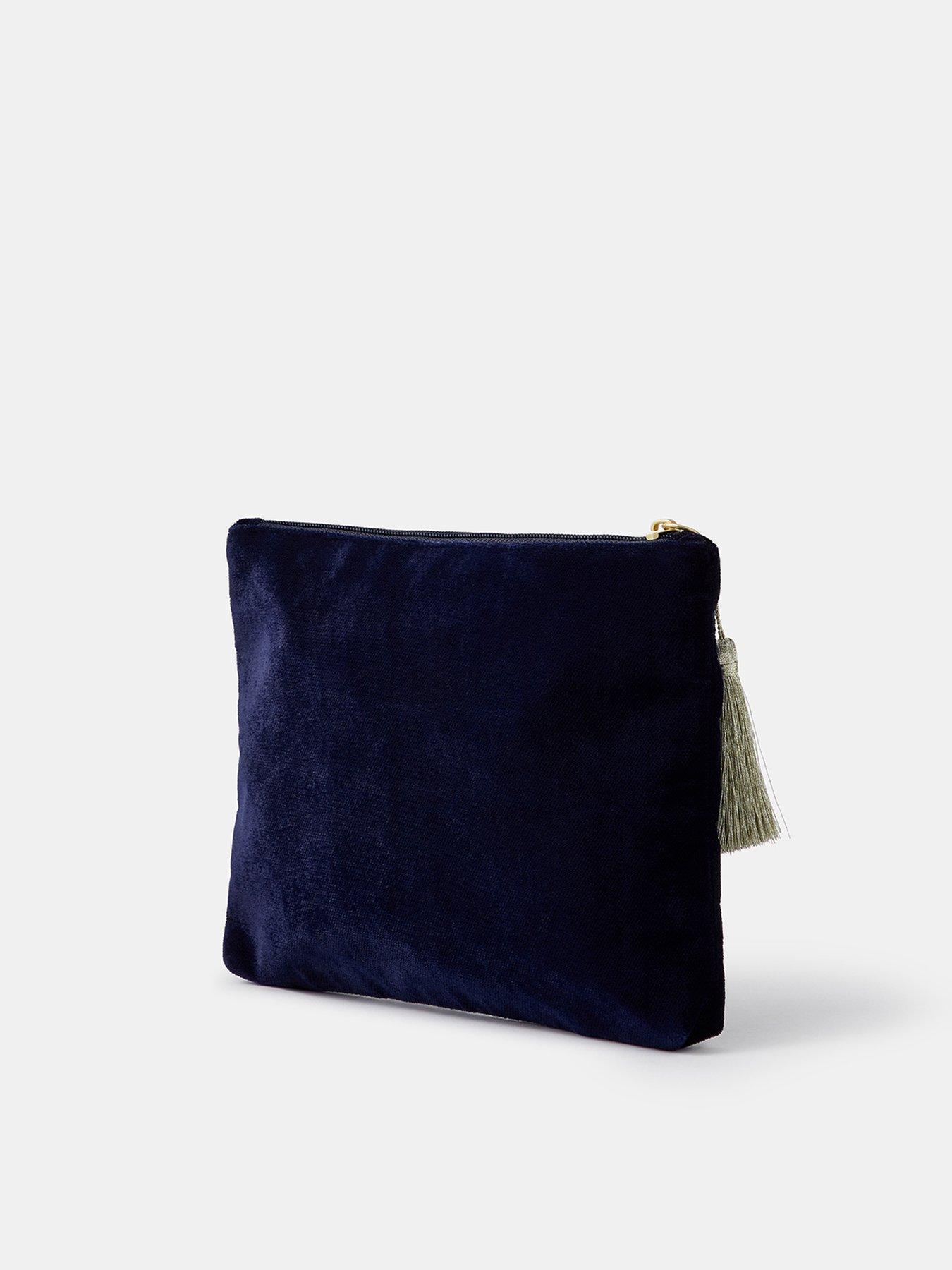 Image 2 of 4 of Accessorize Womens London Embellished Motif Zip Top Slim Pouch - Blue