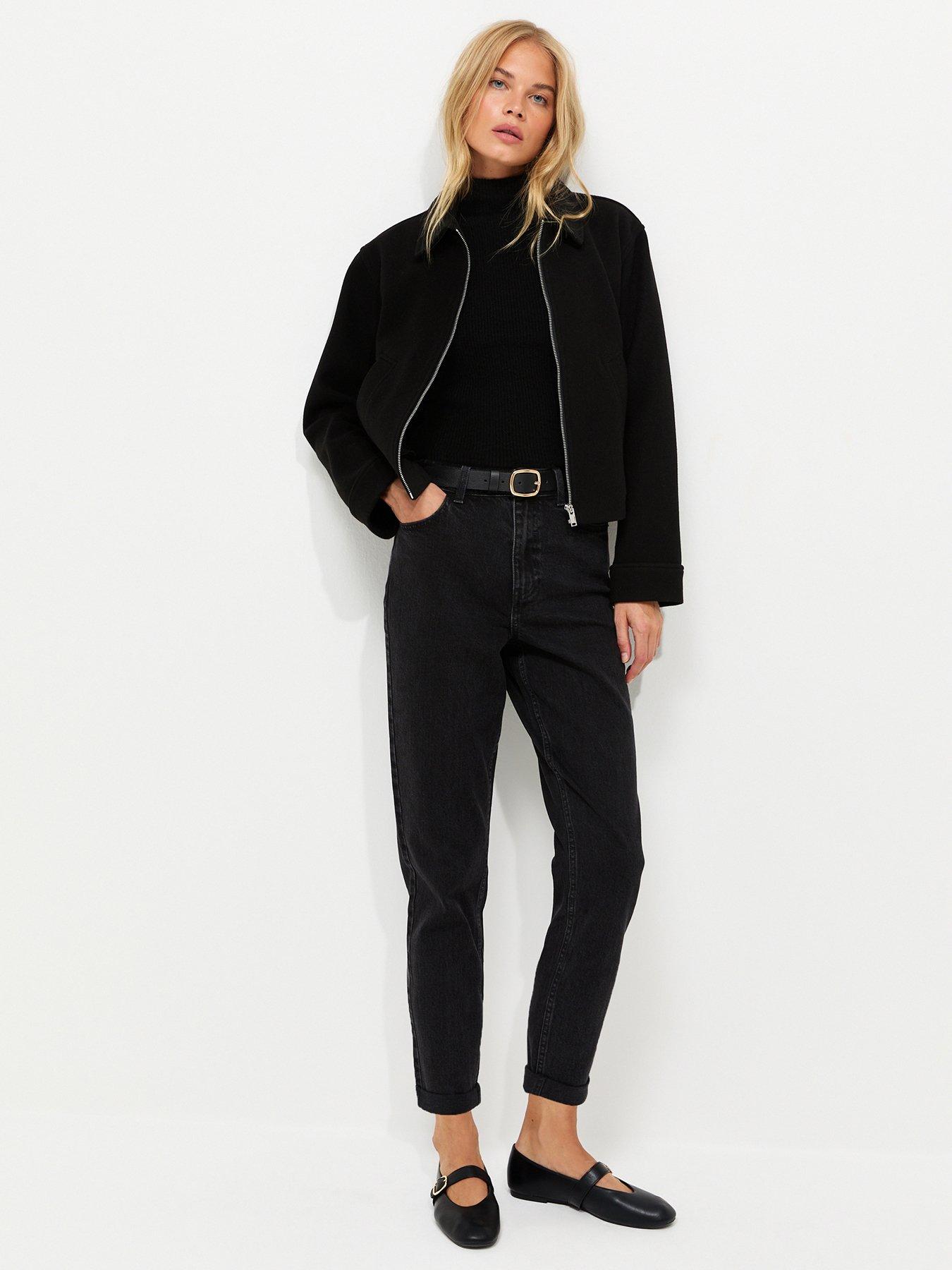 Image 1 of 6 of New Look Womens Tori High Rise Stretch Mom Jeans - Black