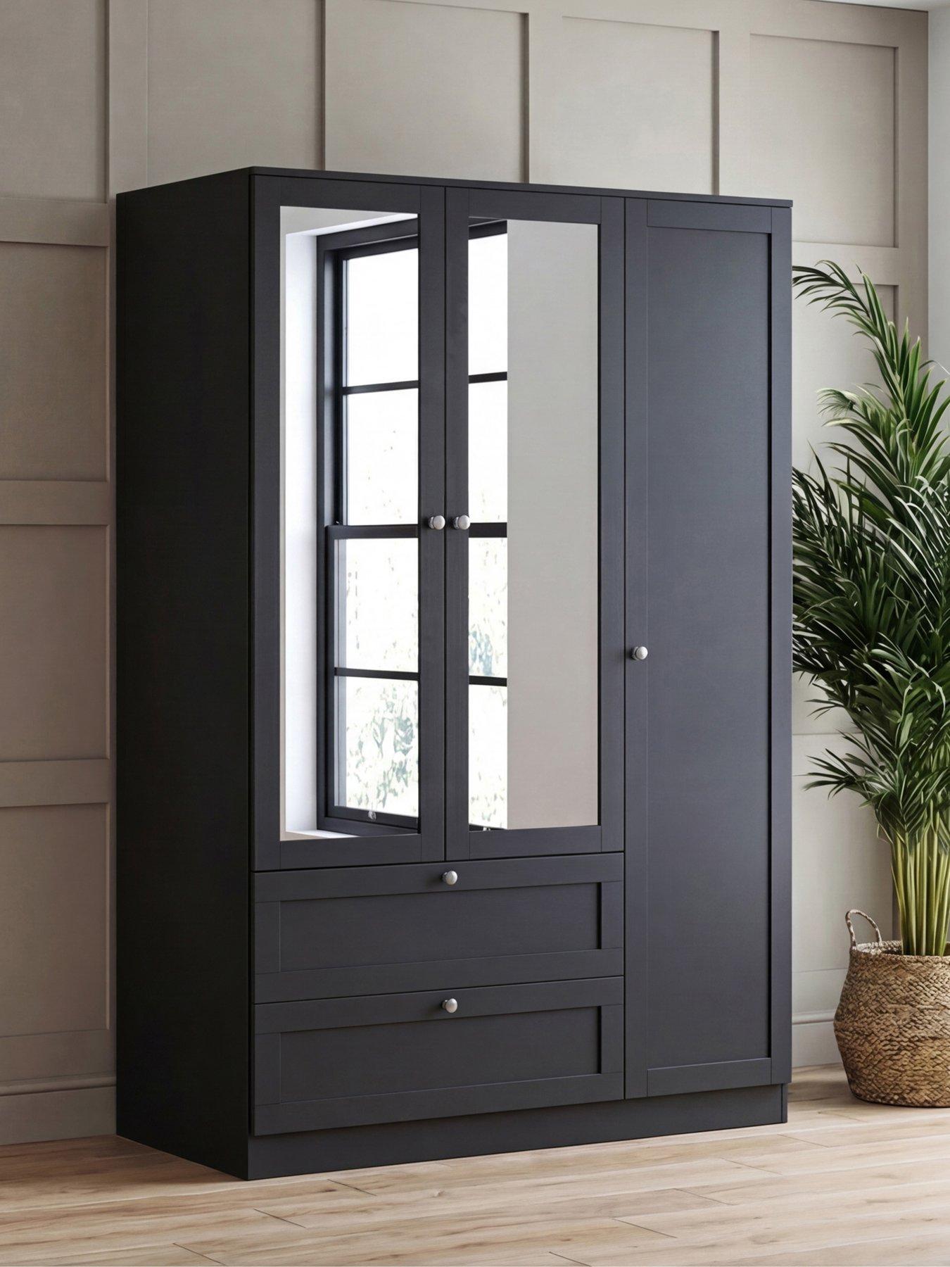 Vida Designs Altino 3 Door 2 Drawer Mirrored Wardrobe