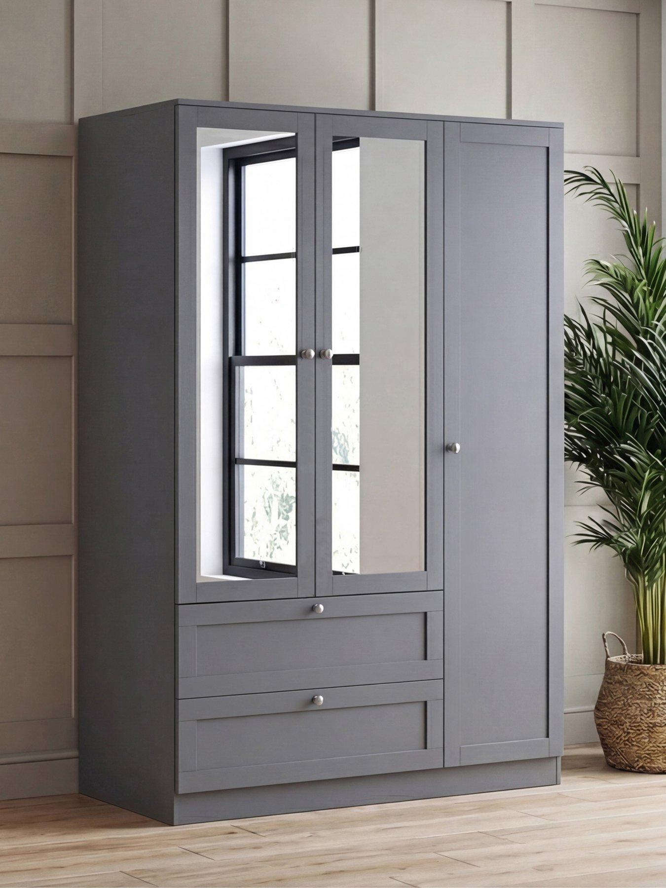 Vida Designs Altino 3 Door 2 Drawer Mirrored Wardrobe