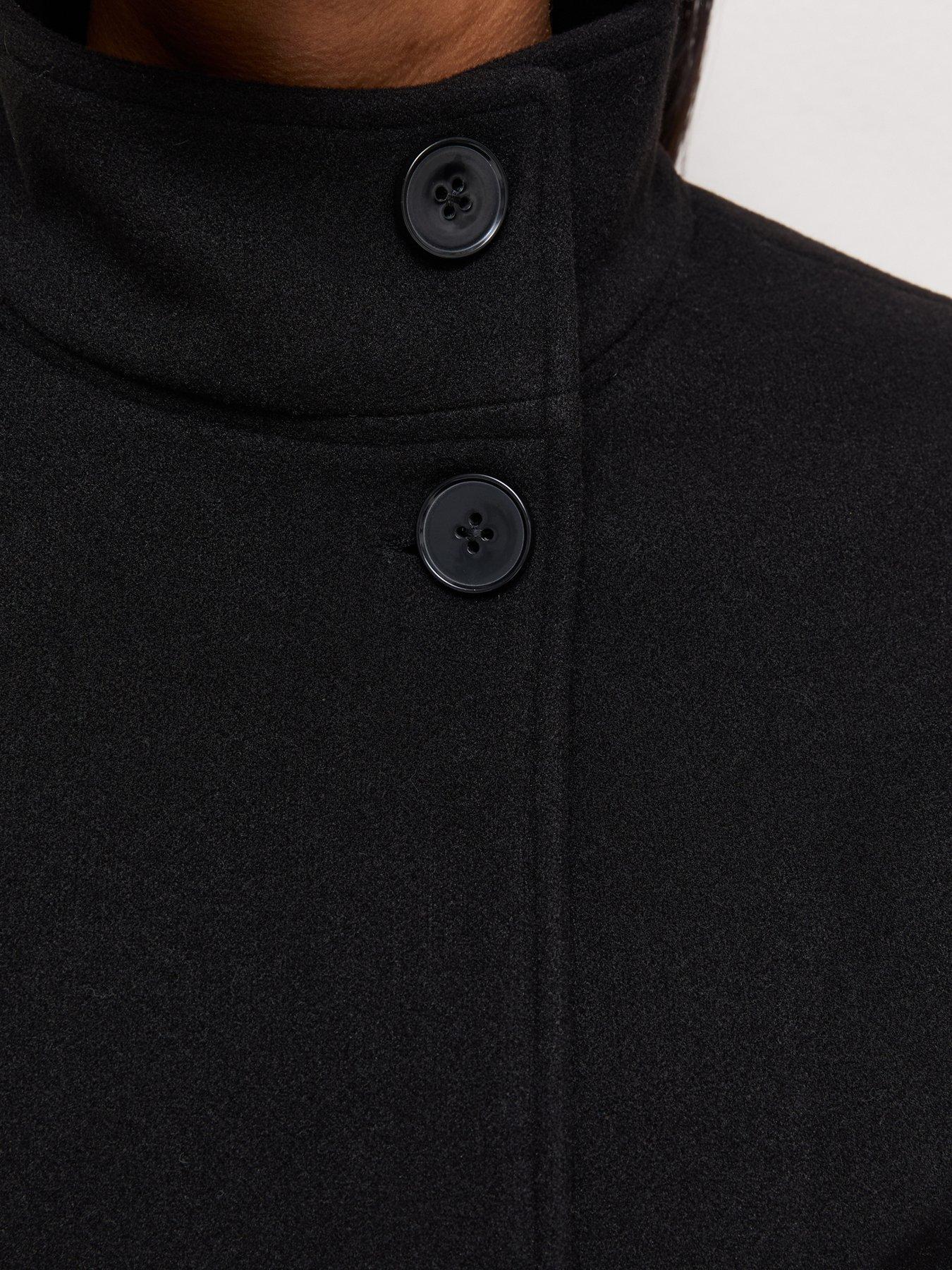 Image 6 of 6 of New Look Button Front High Neck Cape Jacket - Black