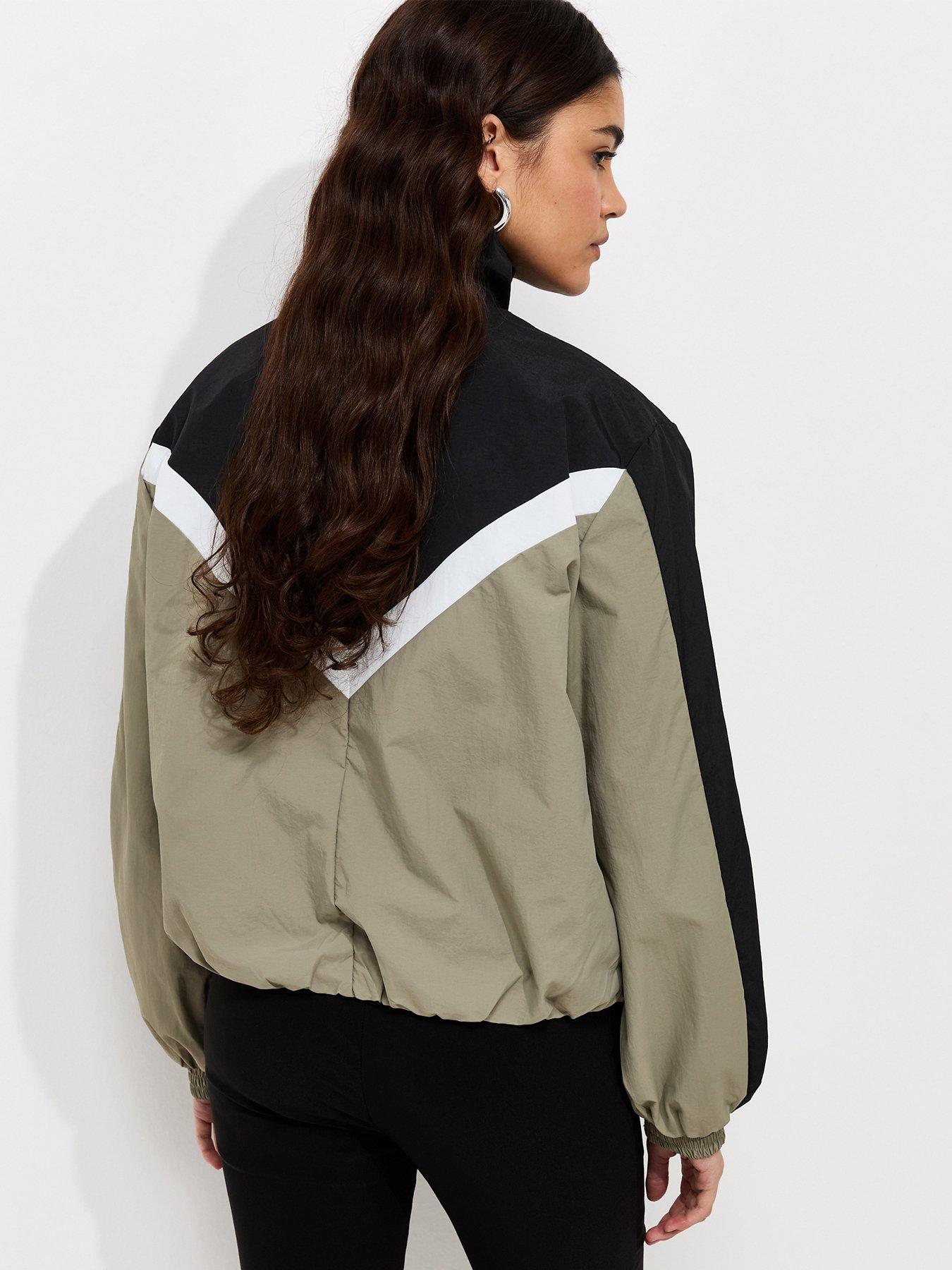 Image 2 of 6 of New Look Womens Colour Block Funnel Neck Windbreaker Jacket - Brown
