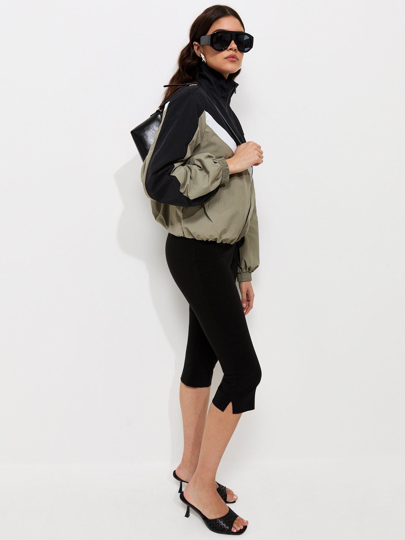 Image 3 of 6 of New Look Womens Colour Block Funnel Neck Windbreaker Jacket - Brown