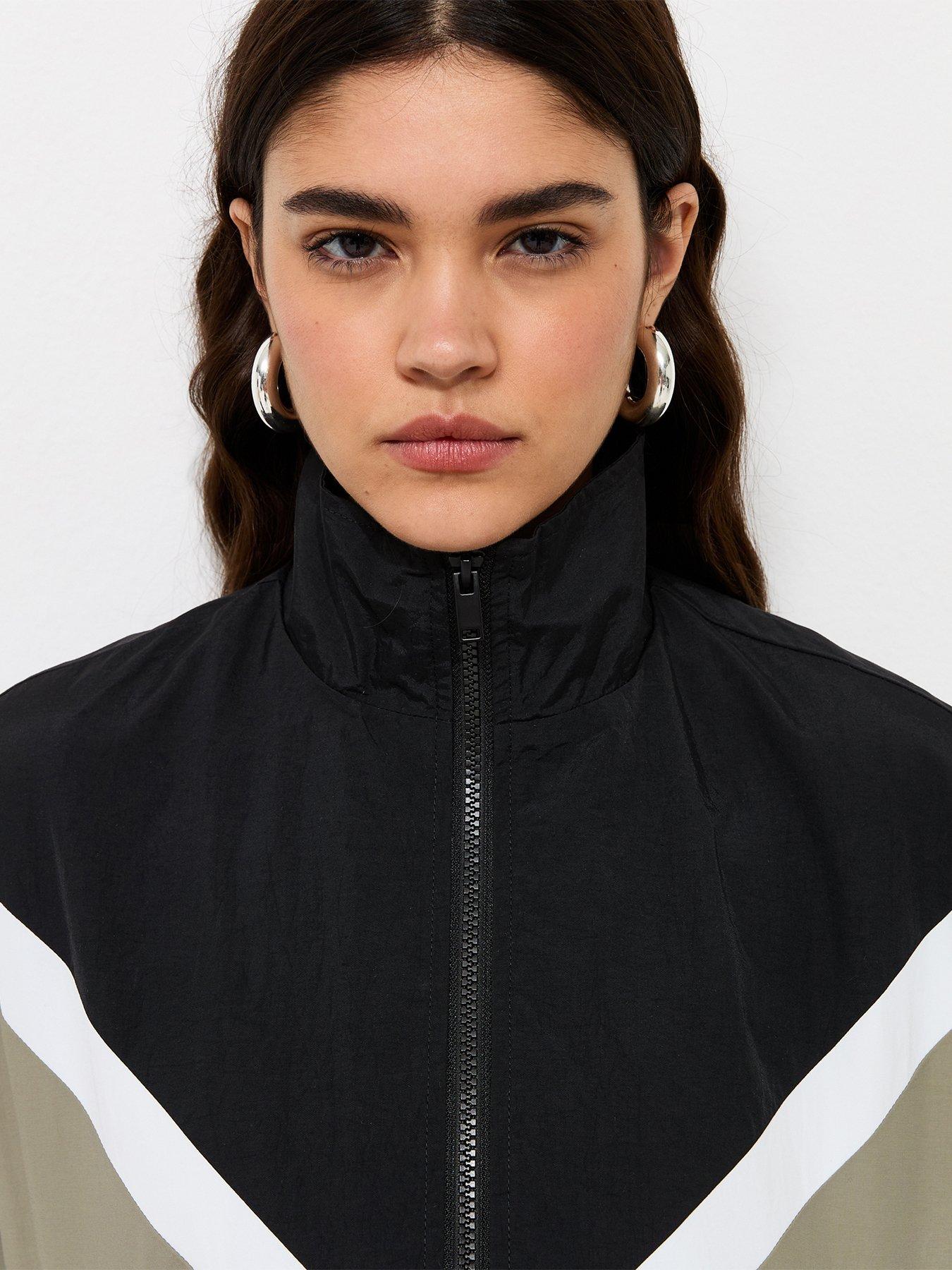 Image 5 of 6 of New Look Womens Colour Block Funnel Neck Windbreaker Jacket - Brown