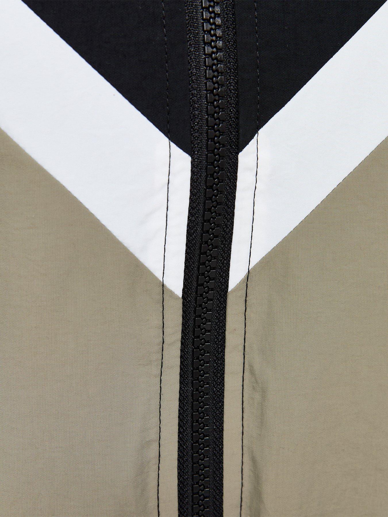 Image 6 of 6 of New Look Womens Colour Block Funnel Neck Windbreaker Jacket - Brown
