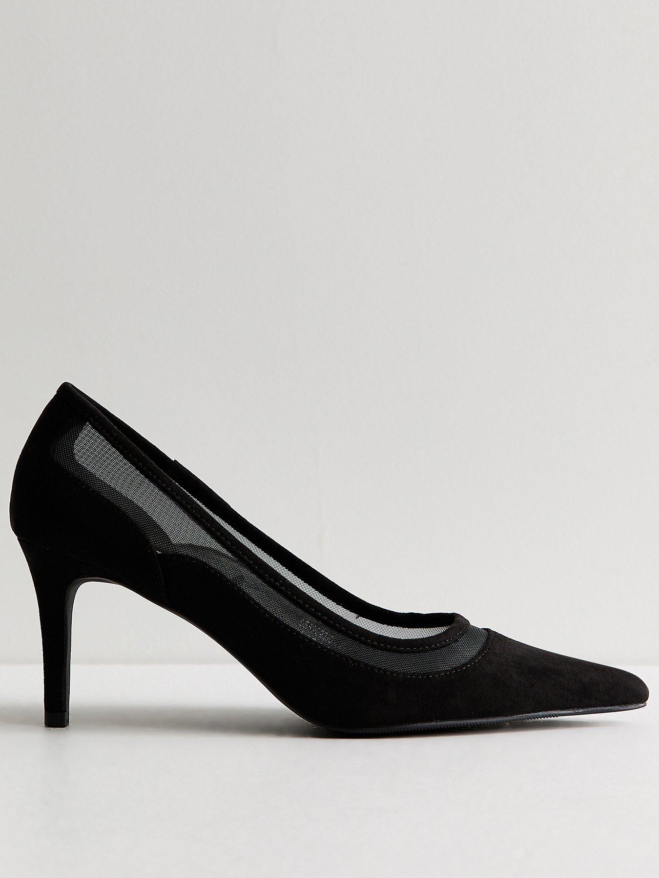 Image 2 of 5 of New Look Womens Mesh Insert High Heel Court Shoes - Black