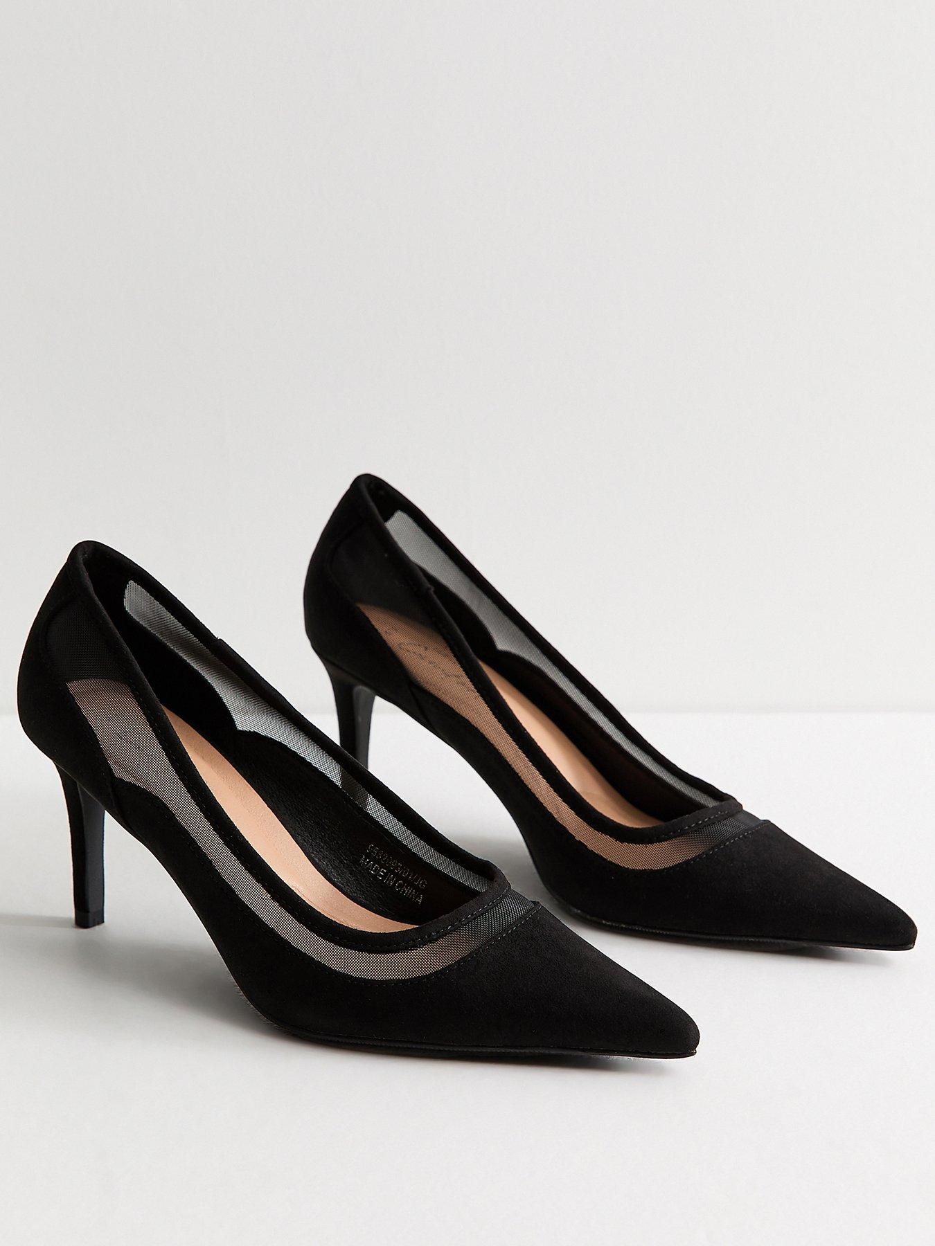 Image 3 of 5 of New Look Womens Mesh Insert High Heel Court Shoes - Black