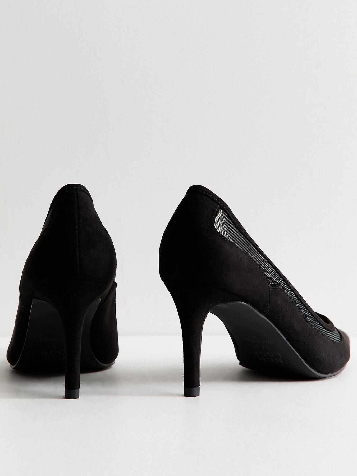 Image 4 of 5 of New Look Womens Mesh Insert High Heel Court Shoes - Black