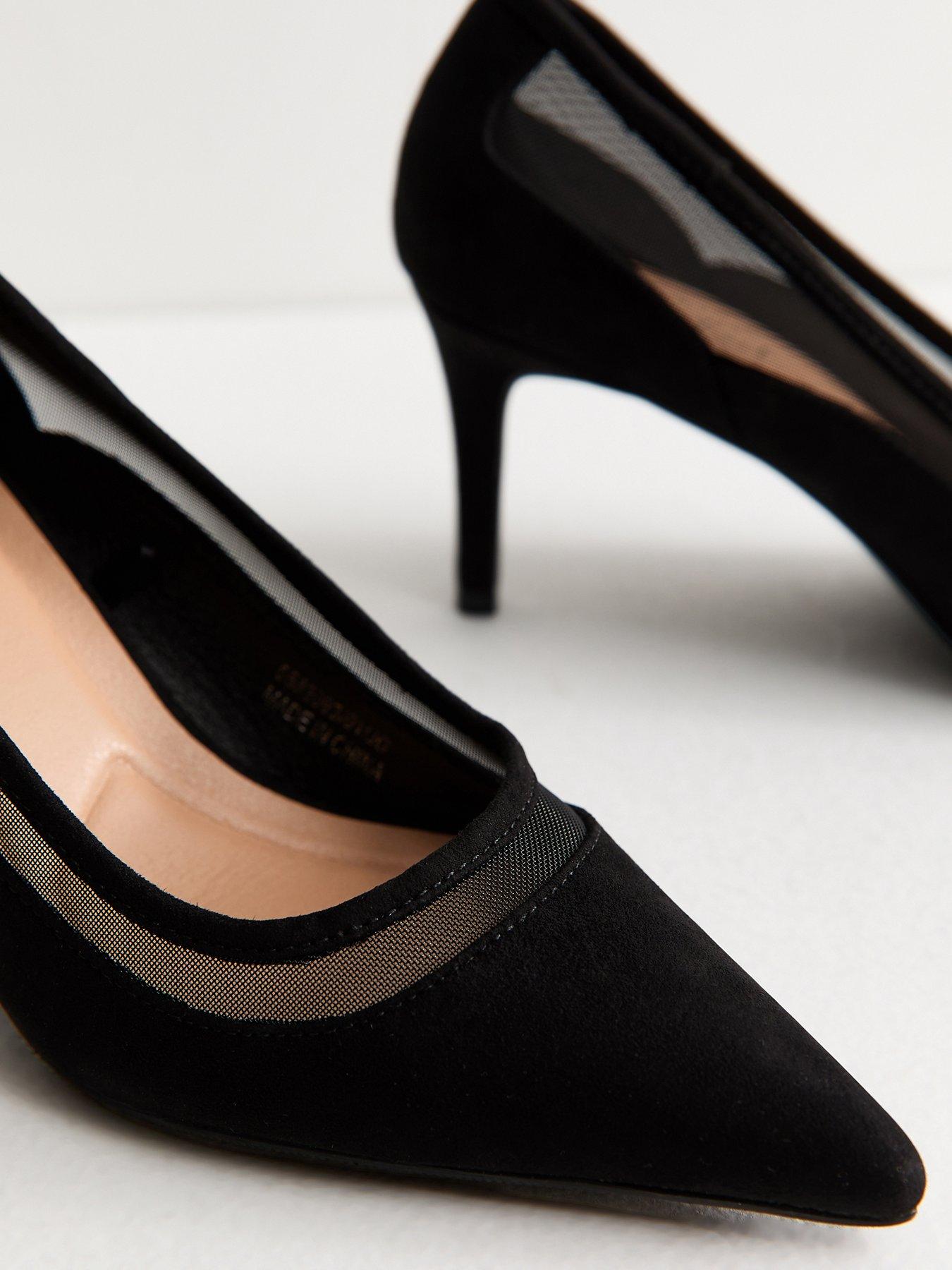 Image 5 of 5 of New Look Womens Mesh Insert High Heel Court Shoes - Black