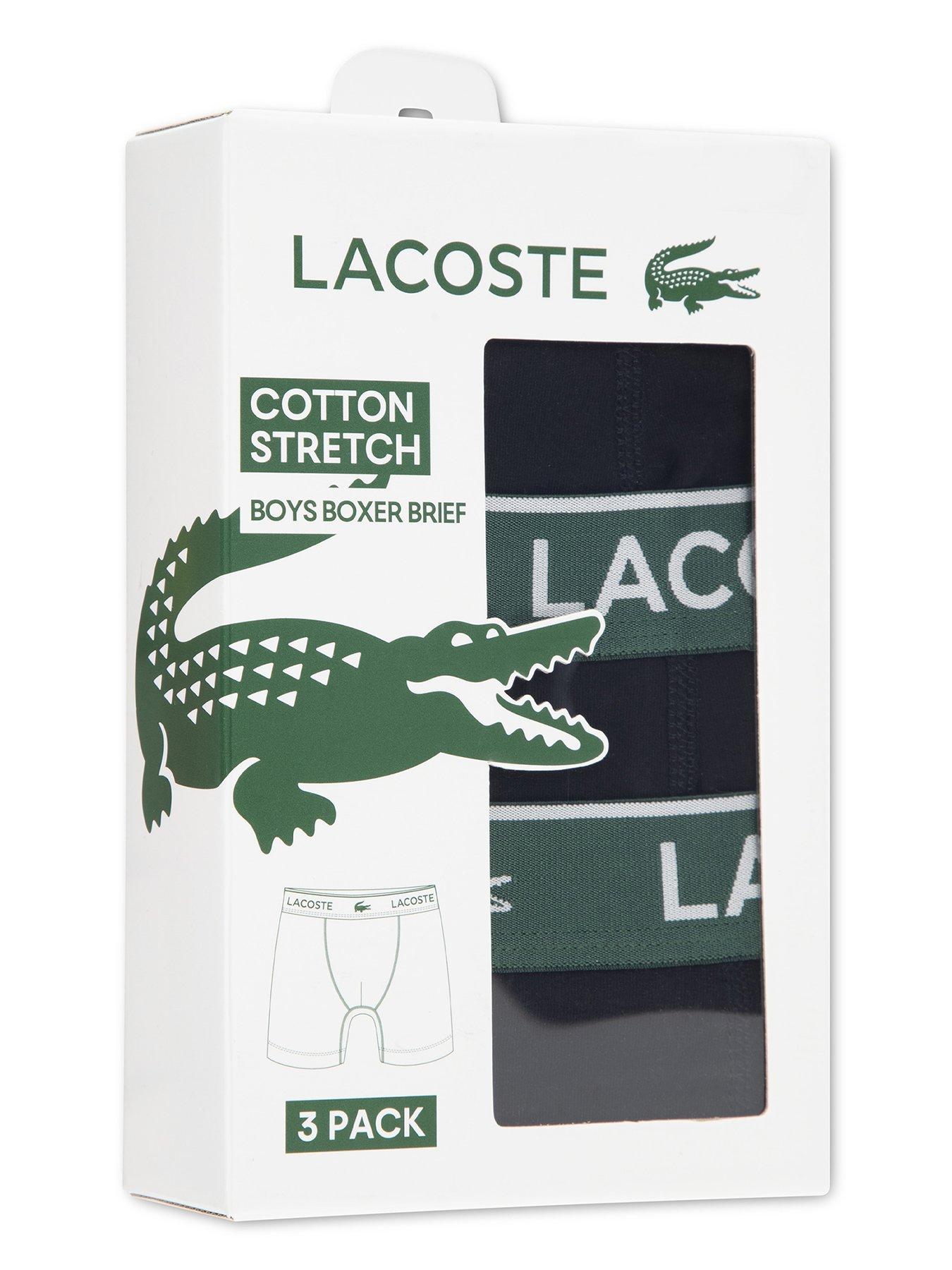 Image 3 of 3 of Lacoste Boys 3 Pack Boxer Briefs - Black