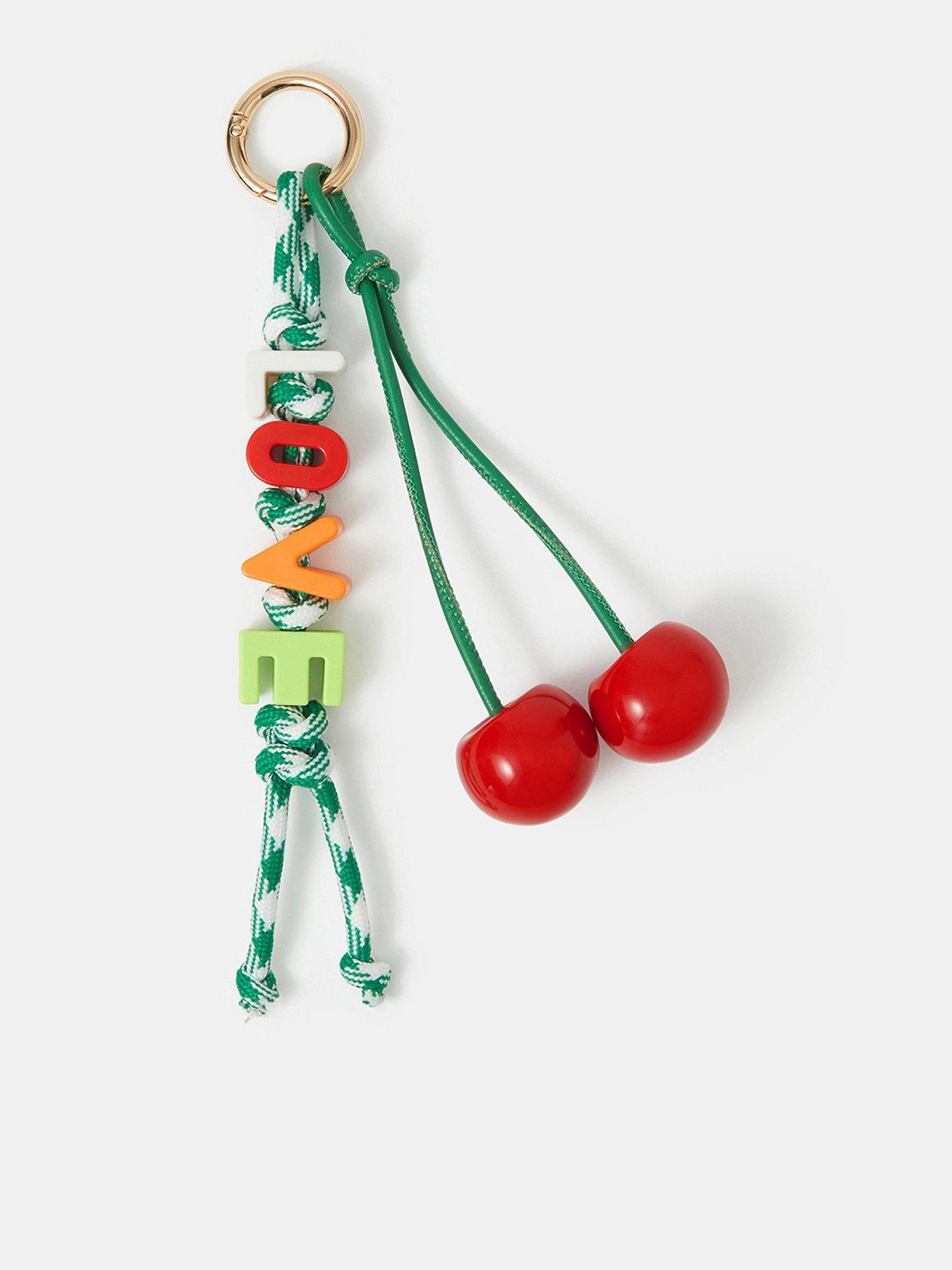 Accessorize Cherry Bag Charm with LOVE Letter Beads - Green