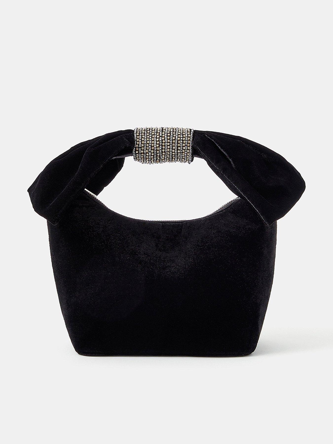 Image 1 of 4 of Accessorize Velvet Bow Handheld Bag