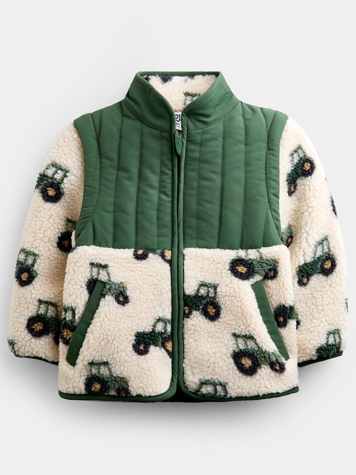 Image 2 of 7 of JoJo Maman Bebe Toddler Boys 2-in-1 Tractor Teddy Borg Fleece Jacket - Khaki