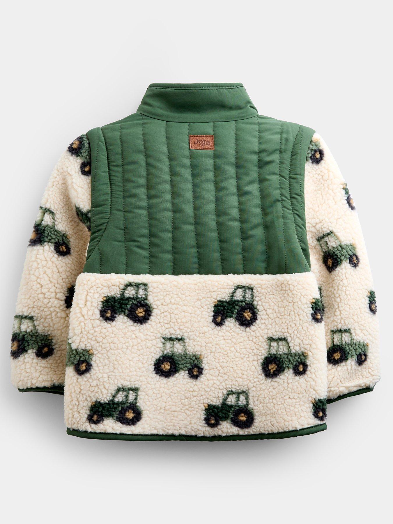 Image 3 of 7 of JoJo Maman Bebe Toddler Boys 2-in-1 Tractor Teddy Borg Fleece Jacket - Khaki