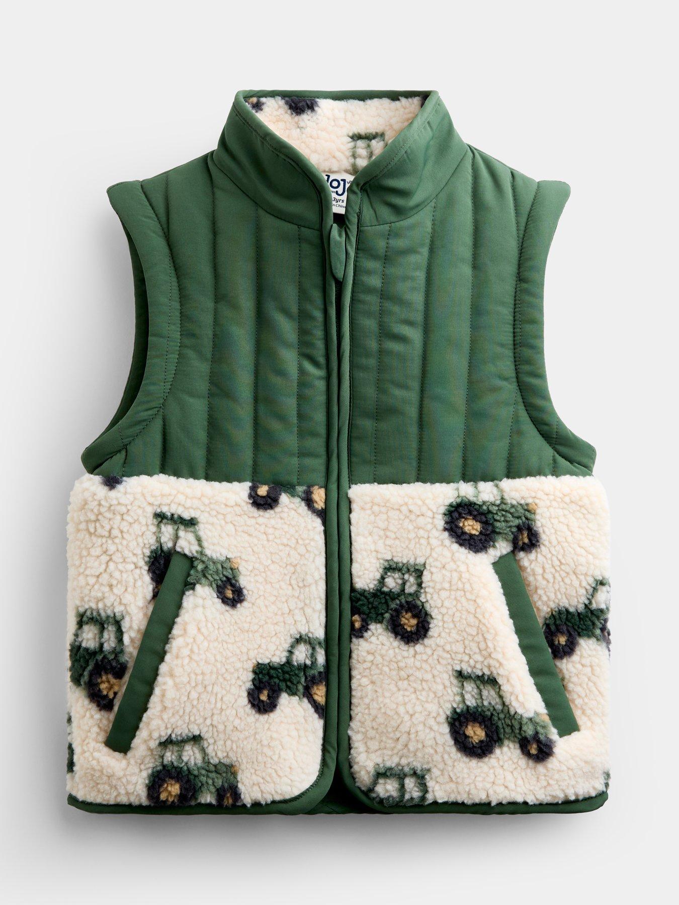 Image 4 of 7 of JoJo Maman Bebe Toddler Boys 2-in-1 Tractor Teddy Borg Fleece Jacket - Khaki