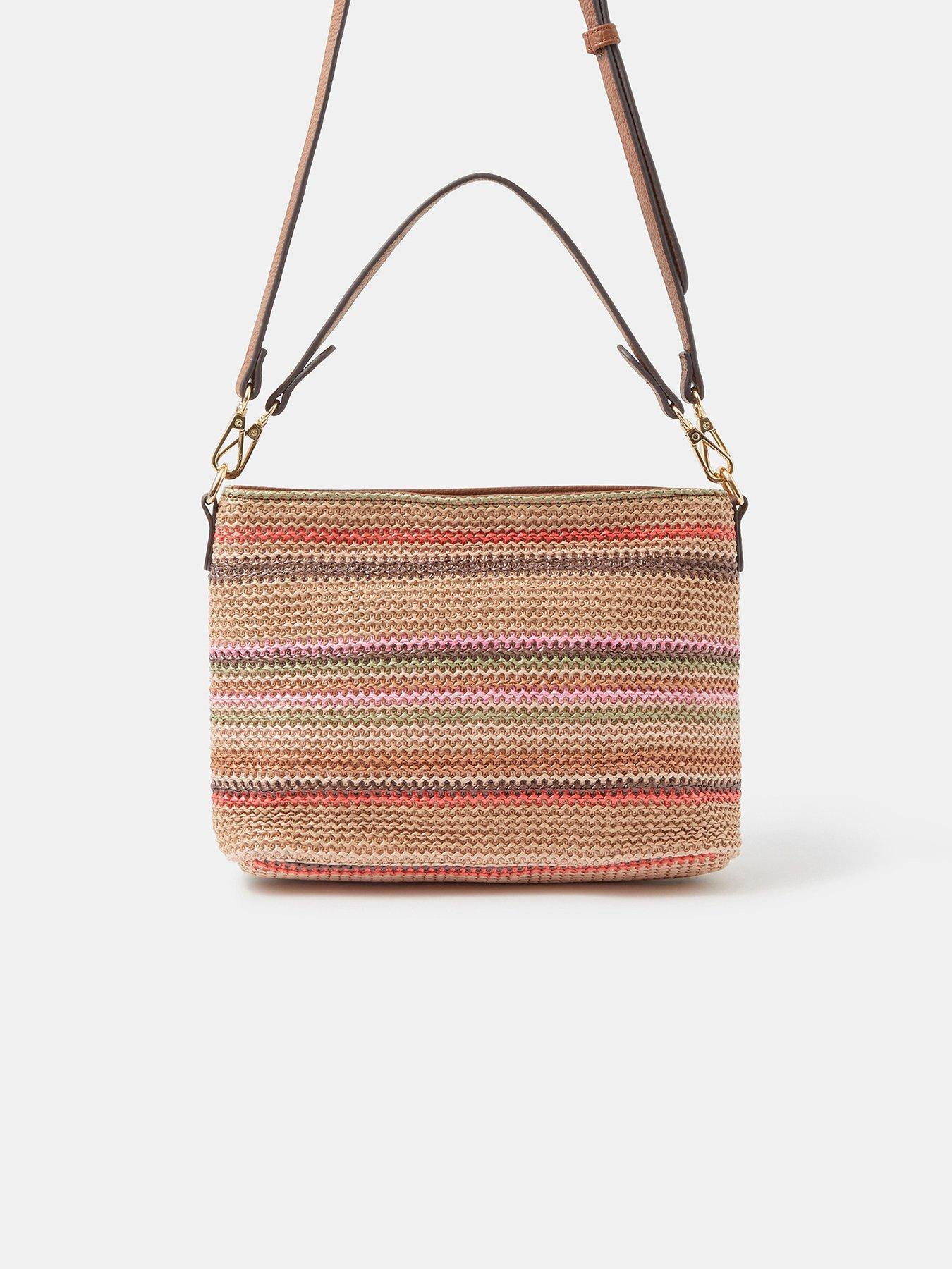 Image 1 of 5 of Accessorize Stripe Raffia Crossbody Bag