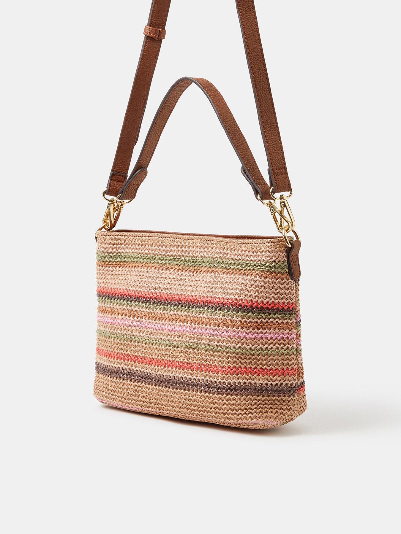 Image 3 of 5 of Accessorize Stripe Raffia Crossbody Bag