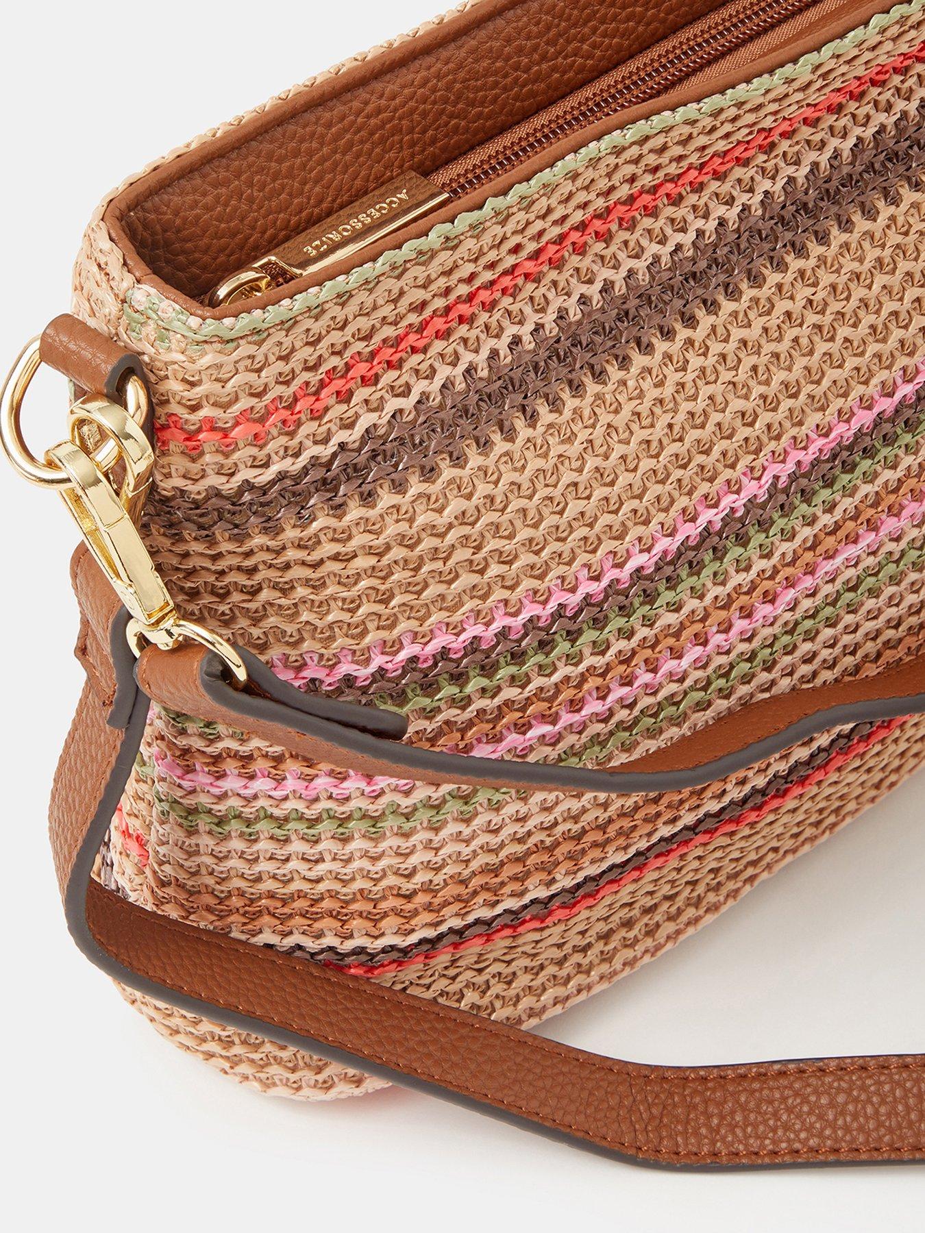 Image 4 of 5 of Accessorize Stripe Raffia Crossbody Bag