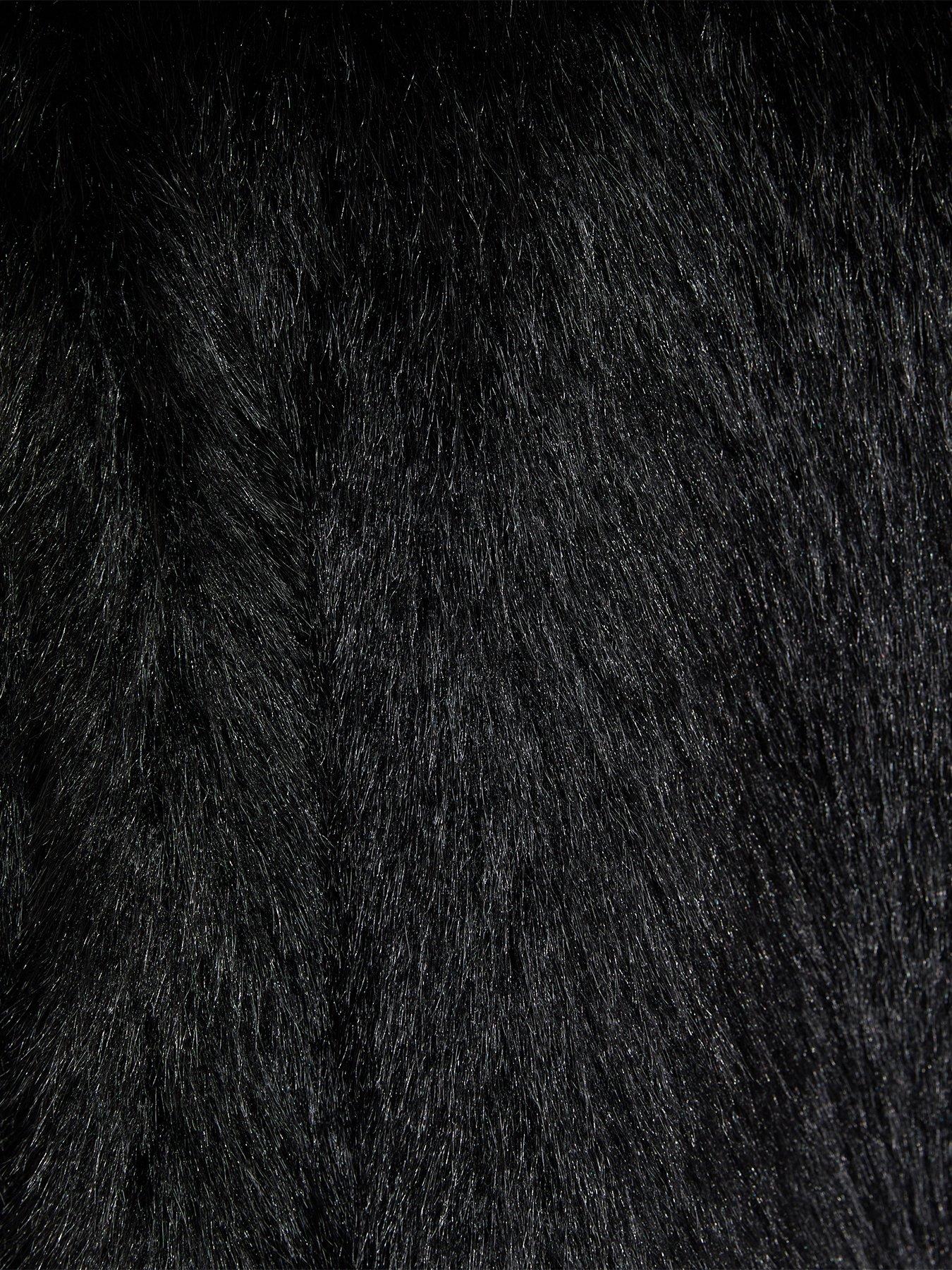 Image 6 of 6 of New Look Womens Shawl Collar Faux Fur Jacket - Black
