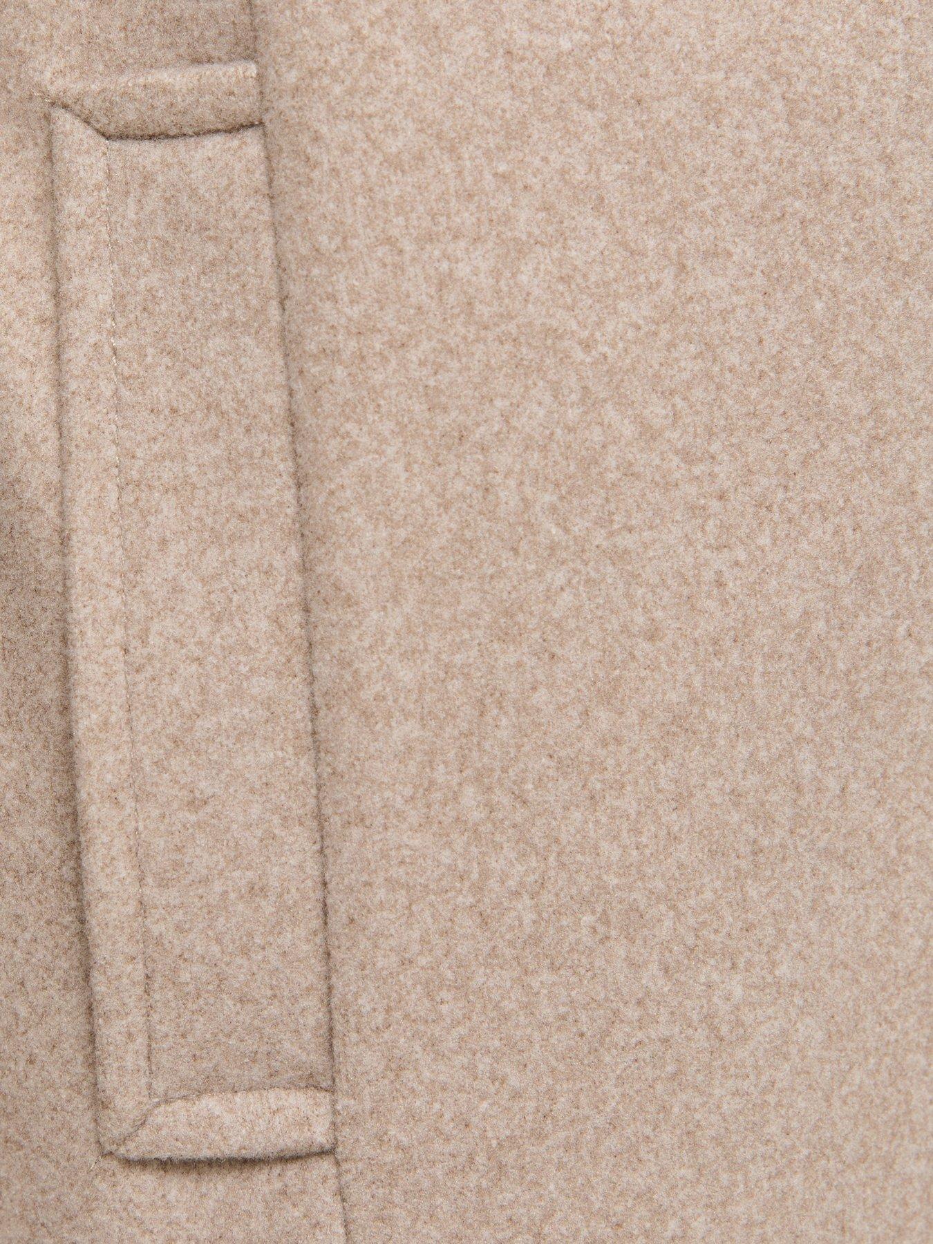 Image 6 of 6 of New Look Woven Funnel Neck Button Coat - Beige