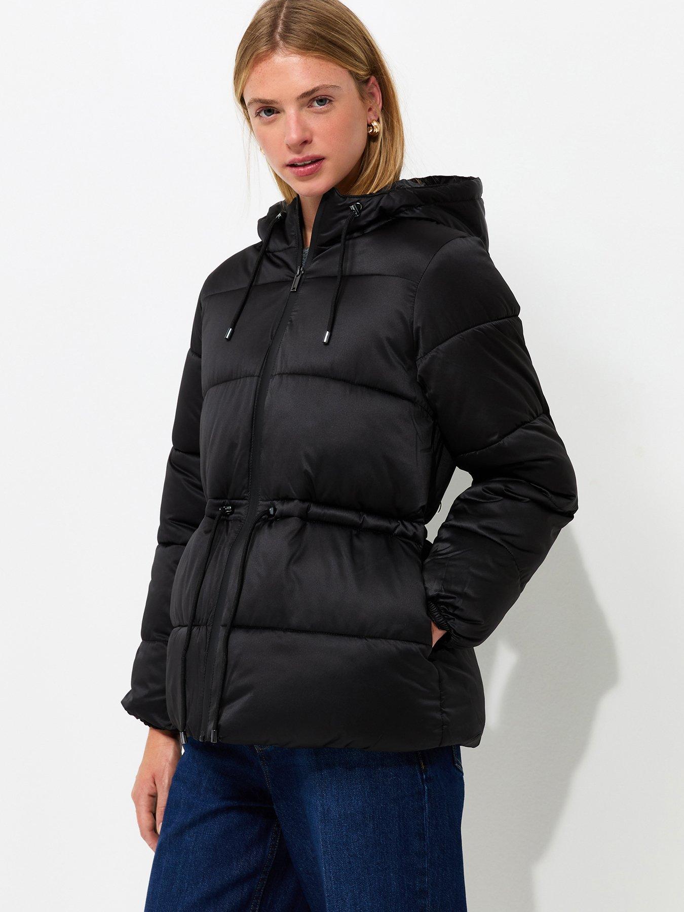 New Look Drawstring Waist Quilted Puffer Jacket - Black