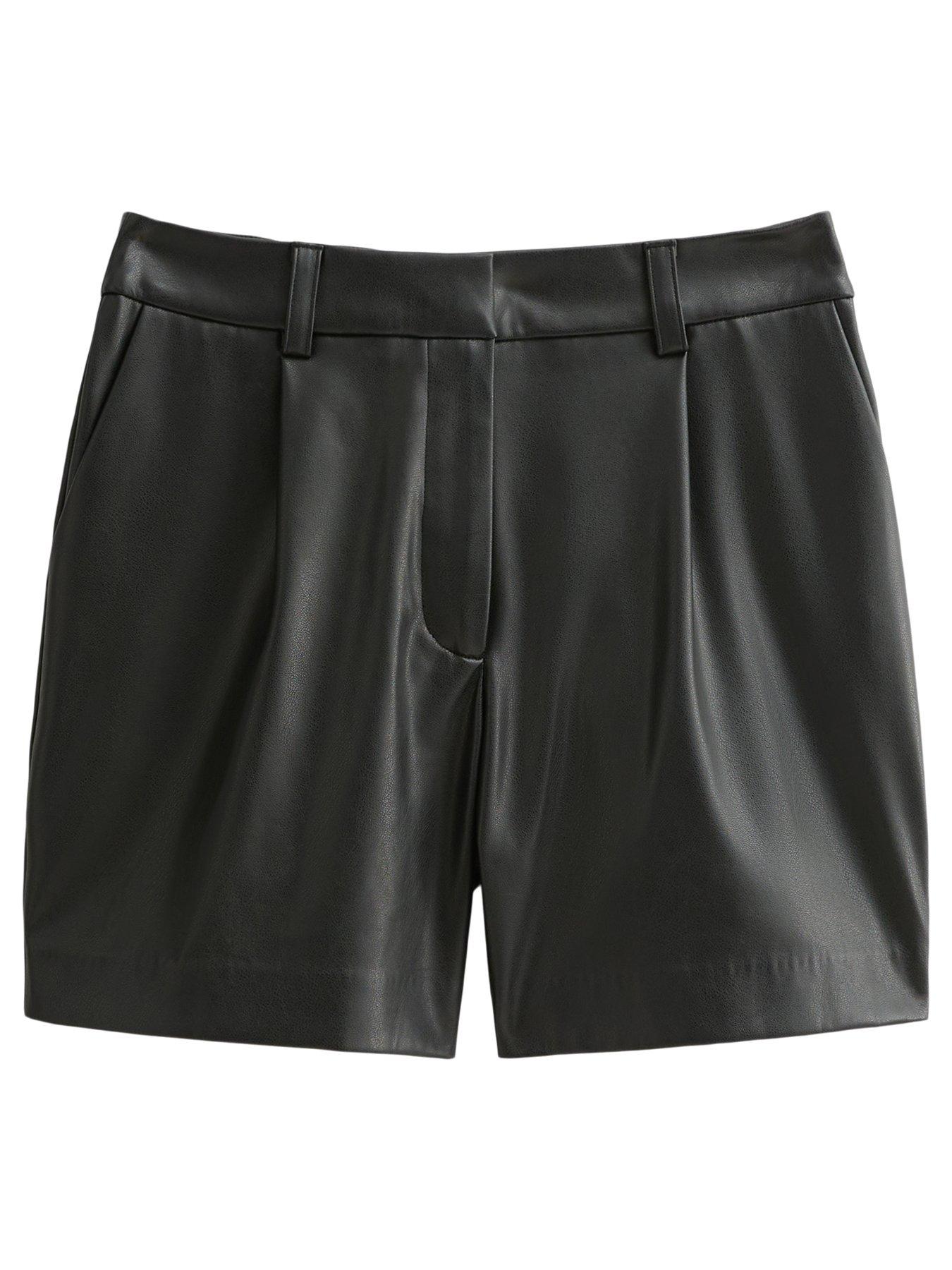 Image 6 of 7 of New Look Women's Faux Leather Tailored Shorts - Black