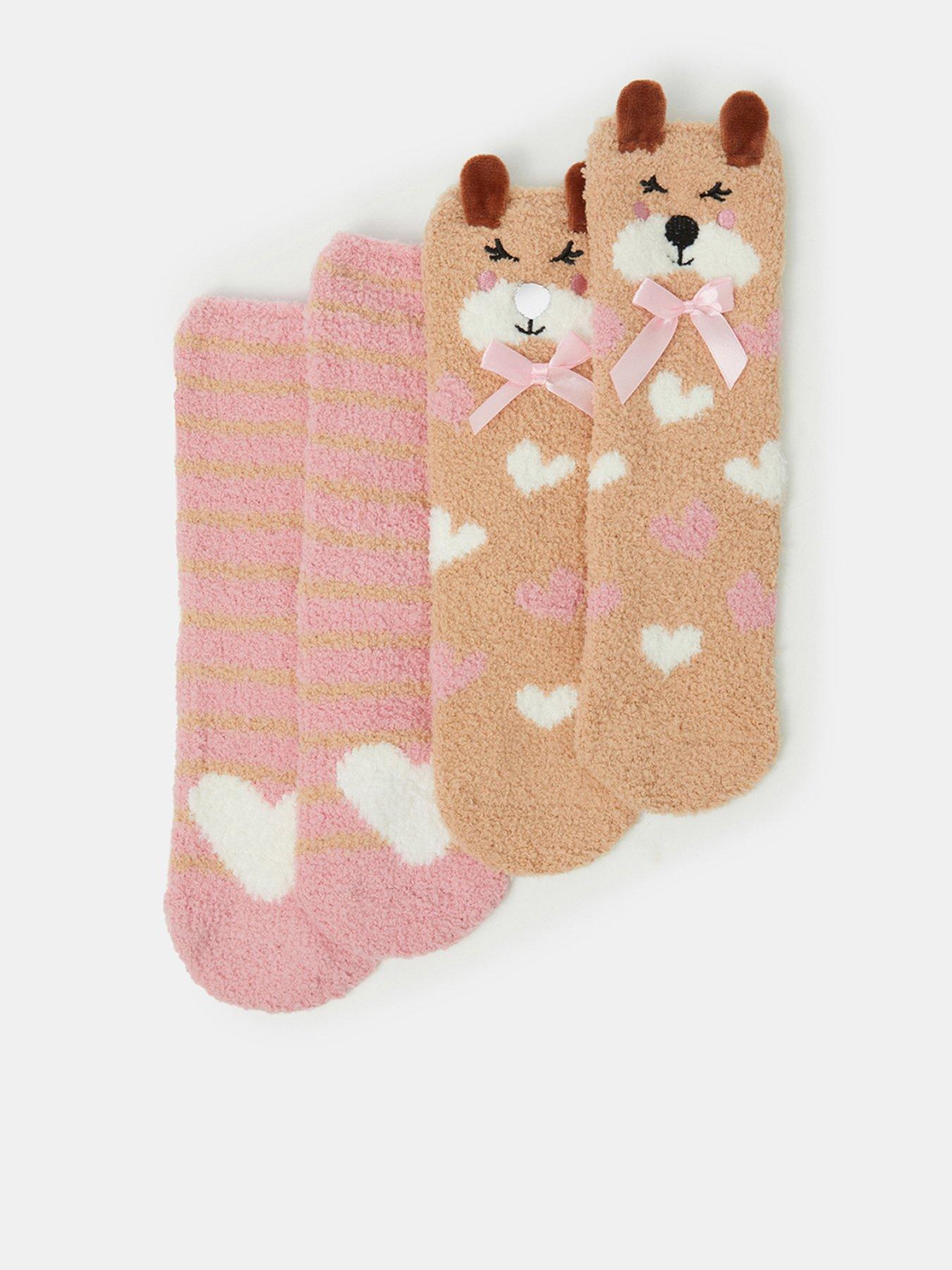 Accessorize Girls Puppy Cosy 2 Pack Socks - Beige