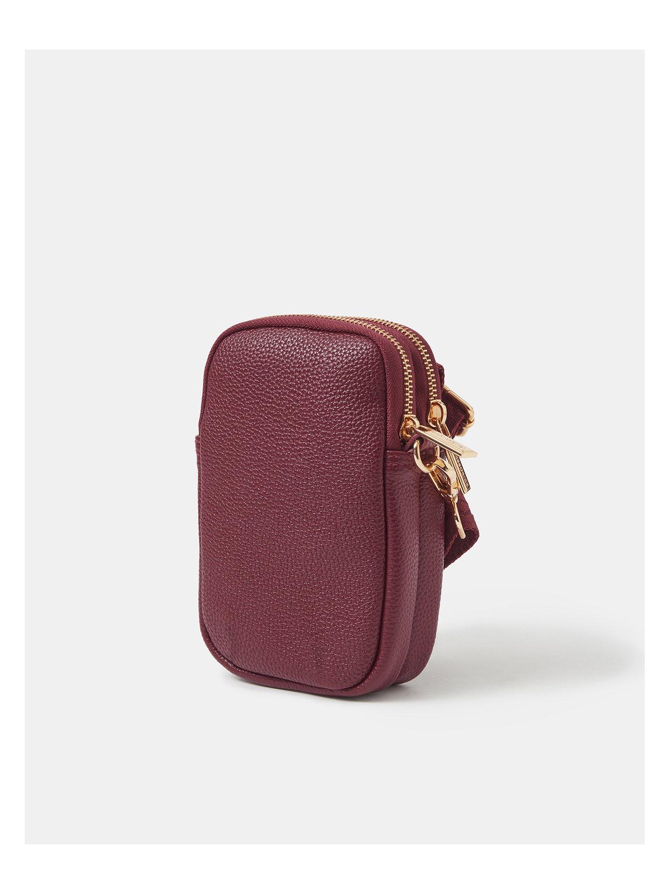 Image 2 of 4 of Accessorize Floral Embroidered Phone Cross Body Bag - Red
