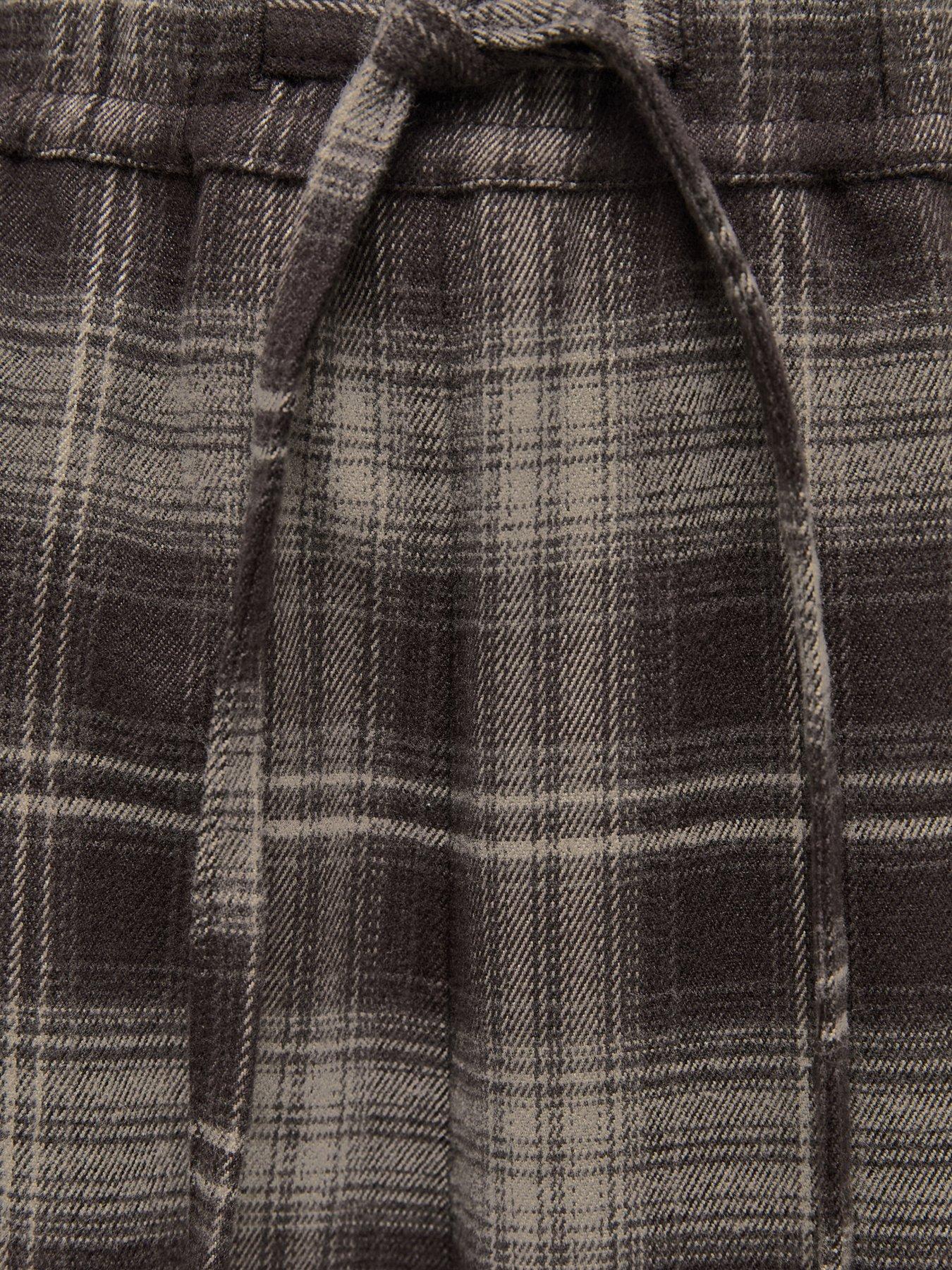 Image 5 of 5 of New Look Womens Checked Drawstring Tapered Trousers - Brown