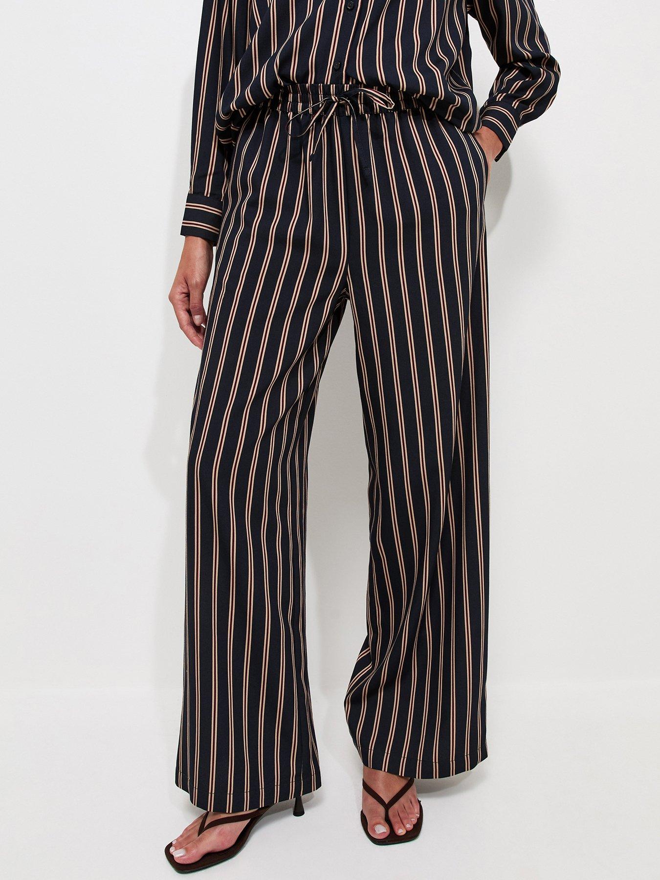 New Look Woven Striped Wide Leg Co-Ord Trousers - Blue