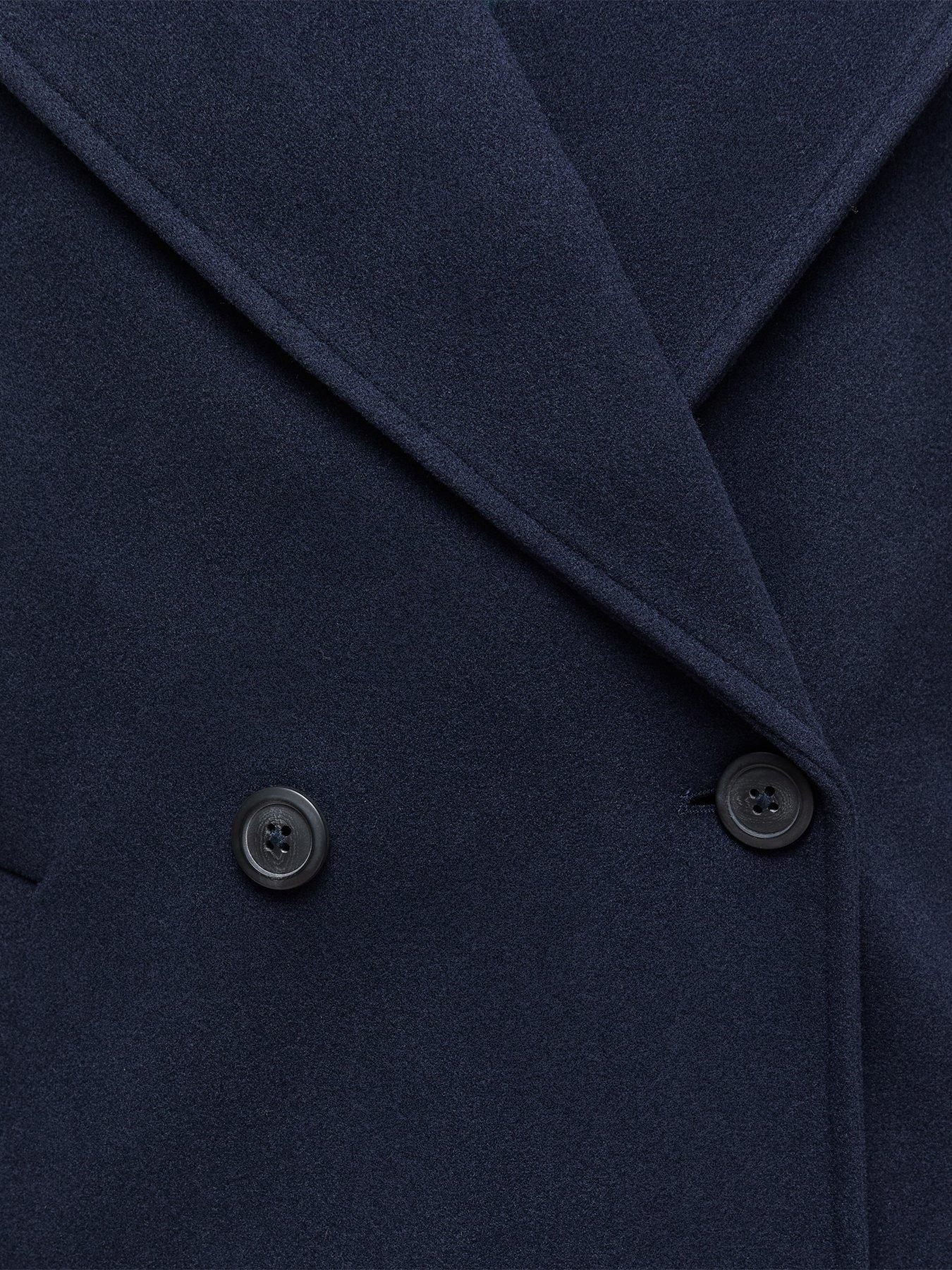Image 6 of 6 of New Look Womens Double-Breasted Longline Button Front Coat - Navy