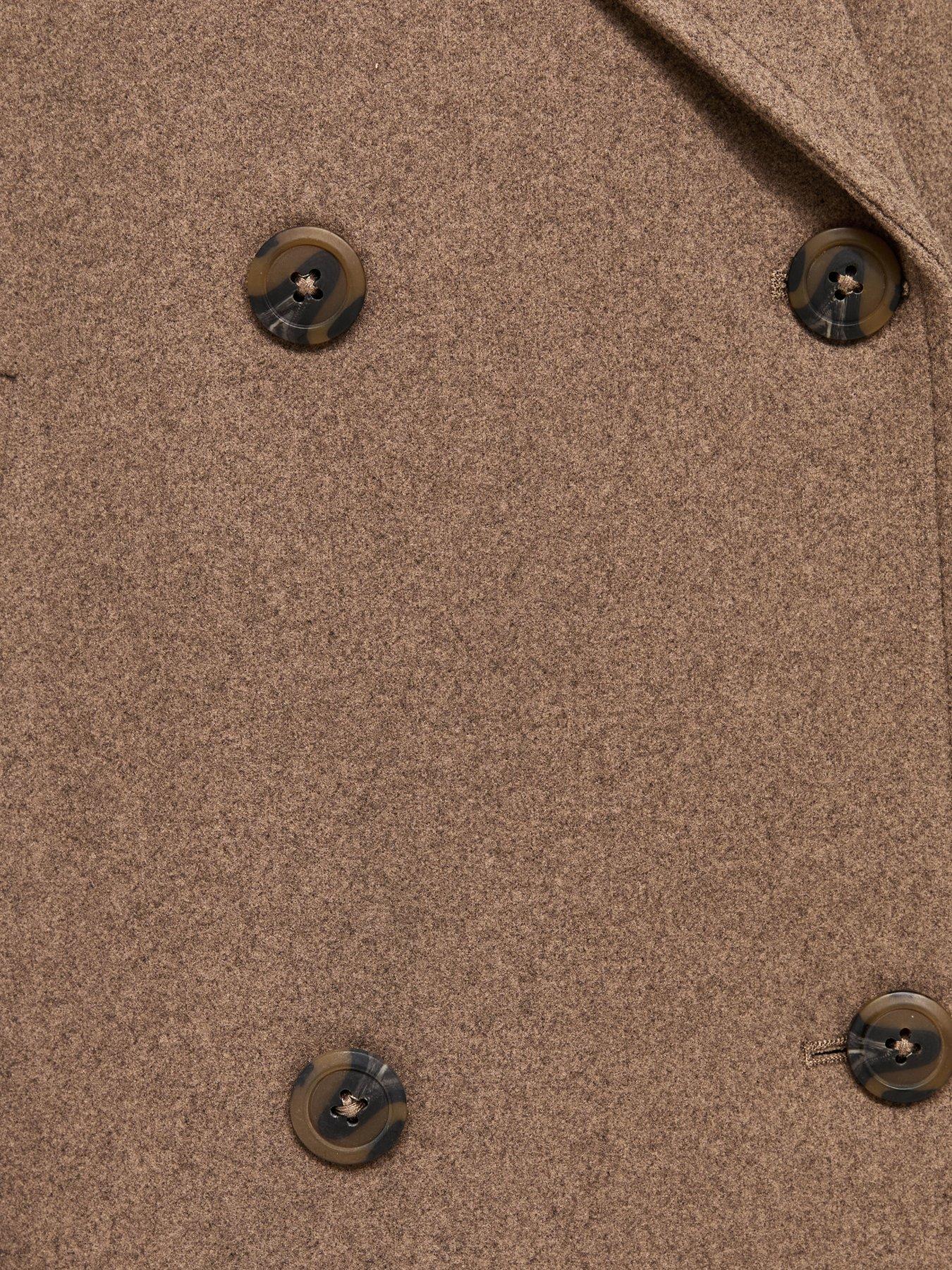 Image 5 of 5 of New Look Womens Double-Breasted Longline Coat - Brown