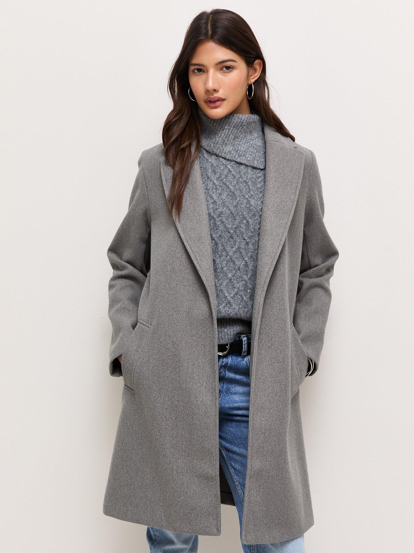 Image 3 of 5 of New Look Womens Open Front Longline Tailored Coat - Grey