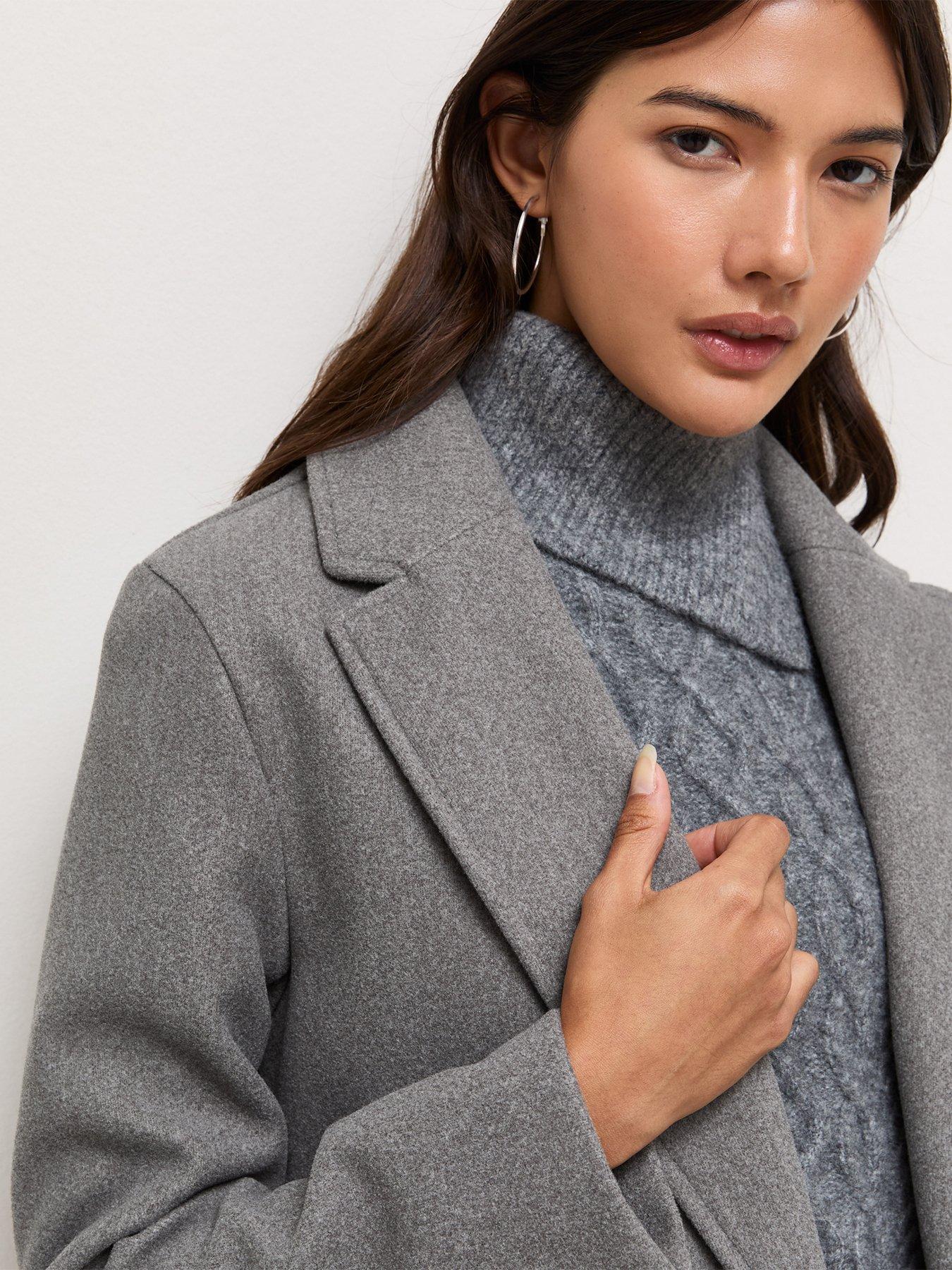 Image 4 of 5 of New Look Womens Open Front Longline Tailored Coat - Grey