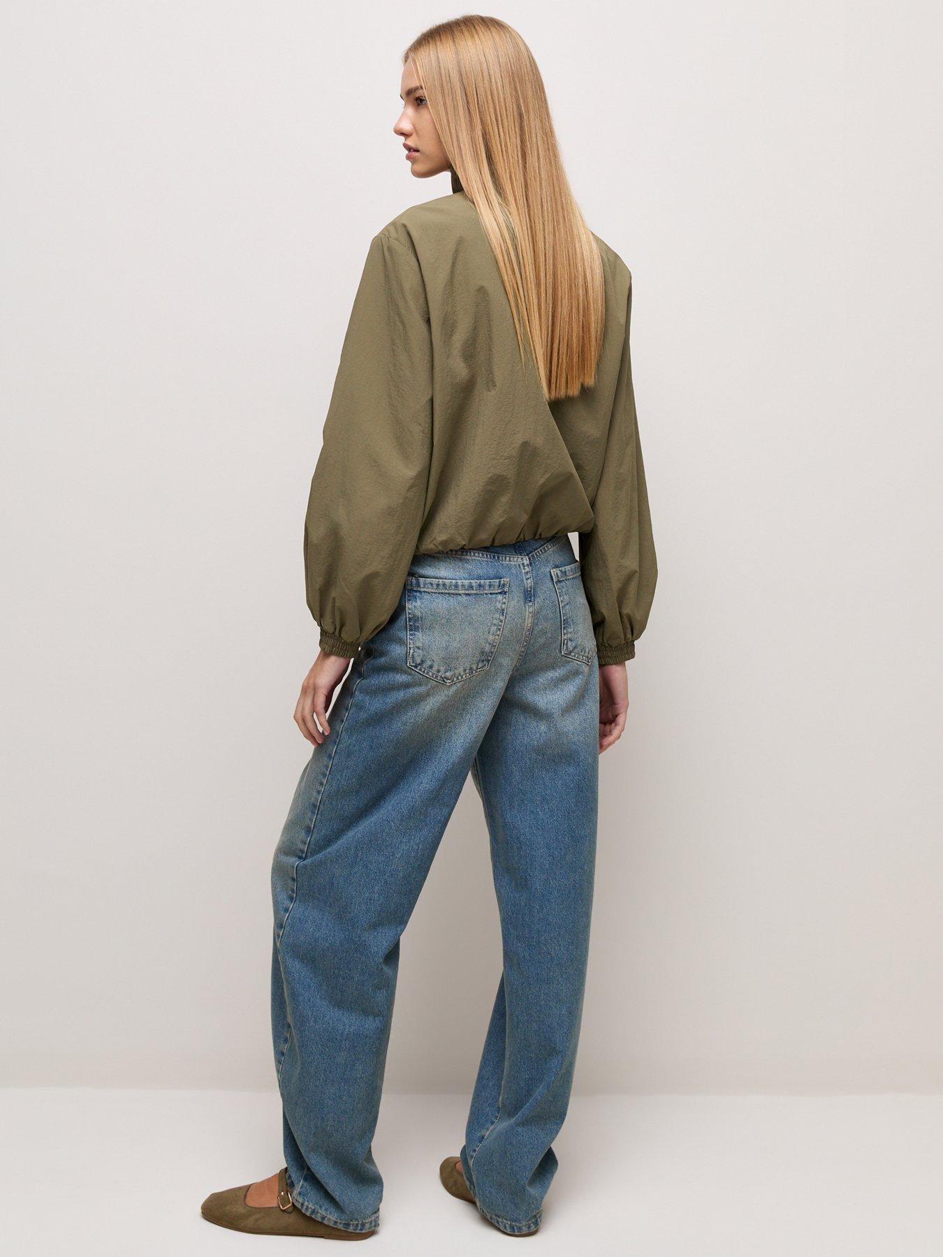 Image 2 of 6 of New Look Zip Through Funnel Neck Windbreaker Jacket - Green