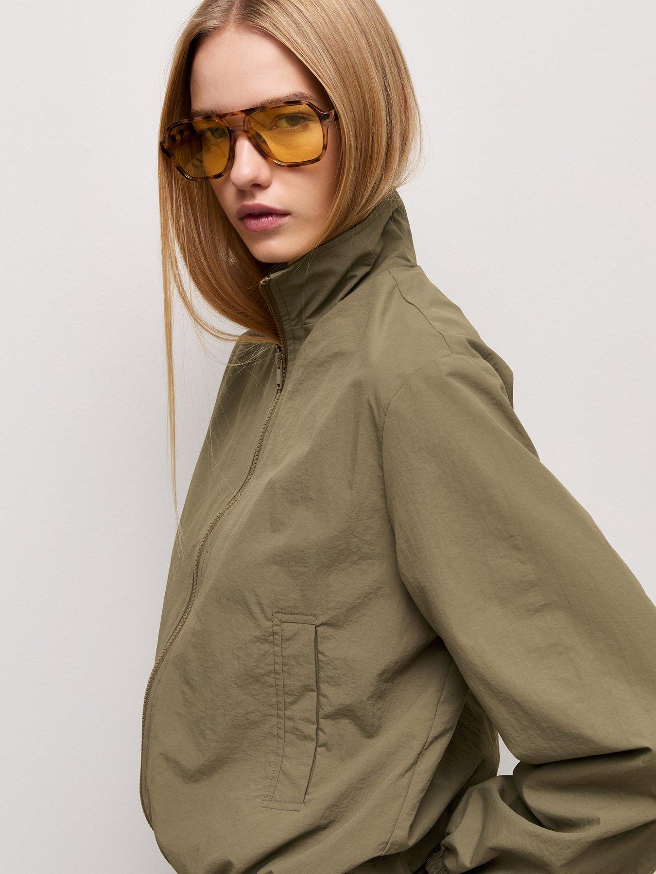 Image 5 of 6 of New Look Zip Through Funnel Neck Windbreaker Jacket - Green