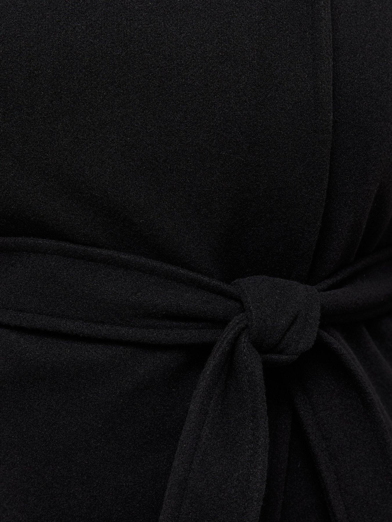 Image 6 of 6 of New Look Womens Curve Funnel Neck Belted Jacket - Black