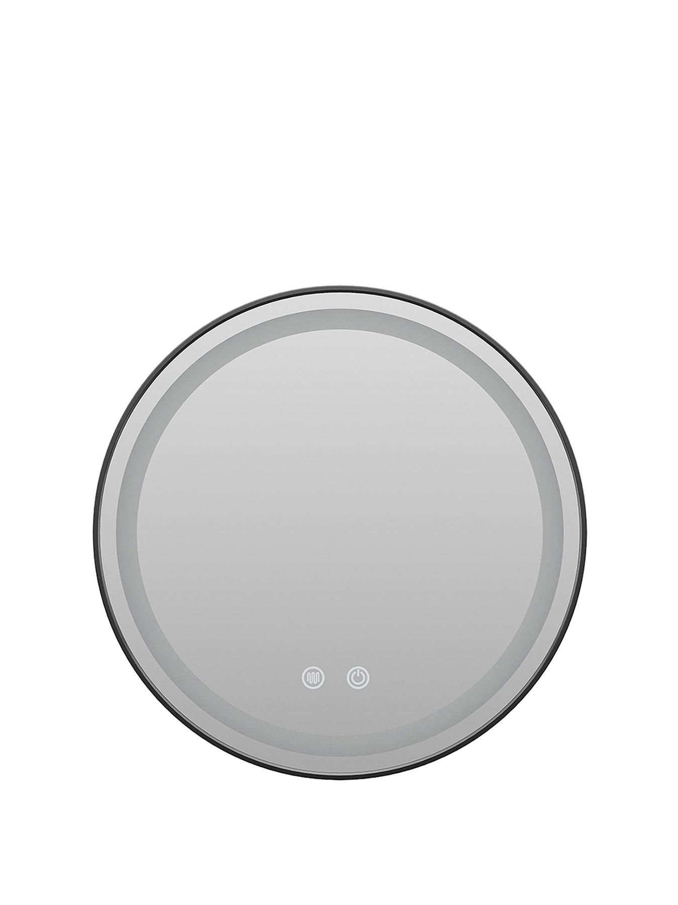 Image 2 of 7 of Living and Home Black Wall Mounted Round Adjustable Led Bathroom Mirror Dia 60cm