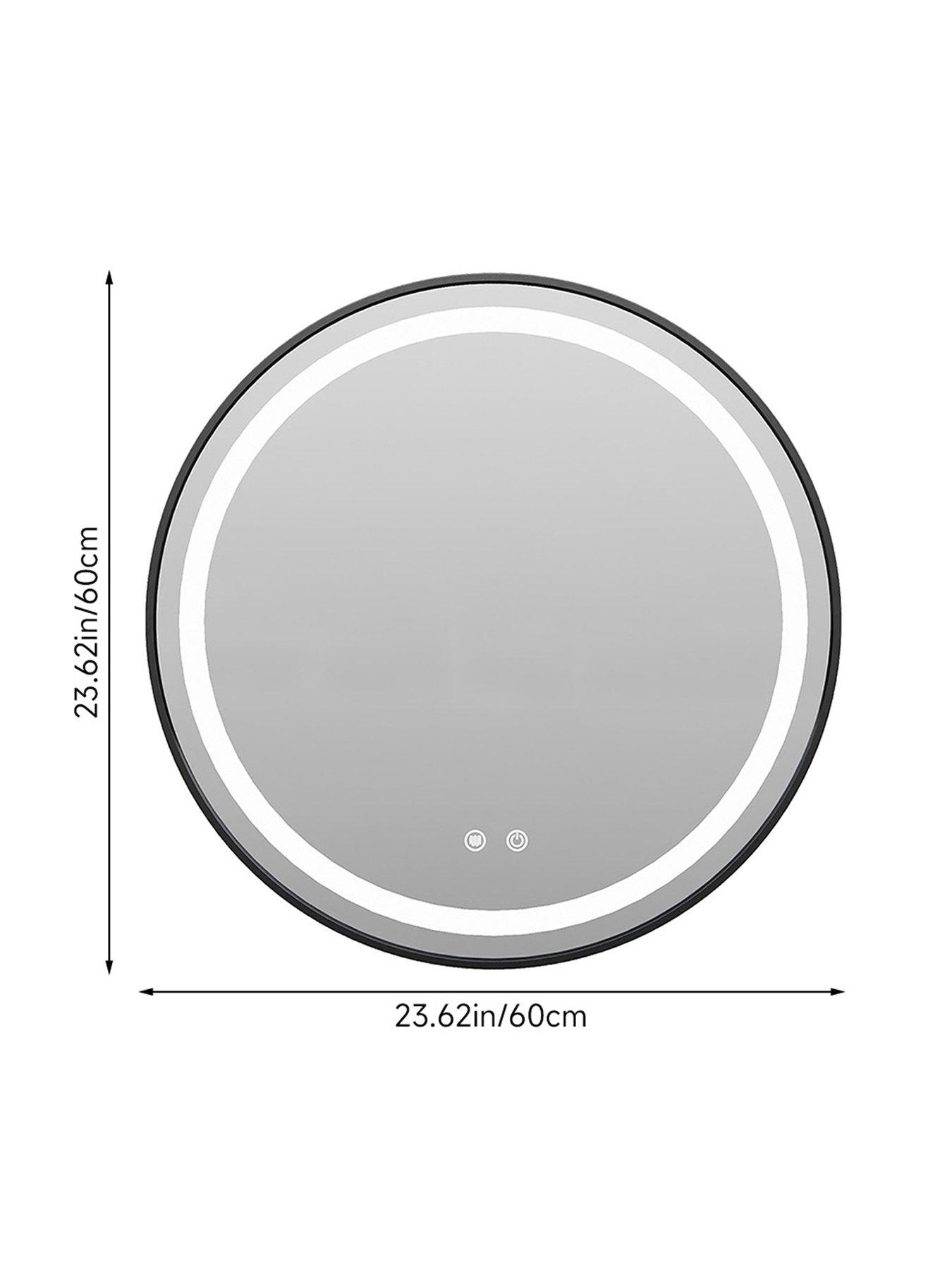 Image 7 of 7 of Living and Home Black Wall Mounted Round Adjustable Led Bathroom Mirror Dia 60cm