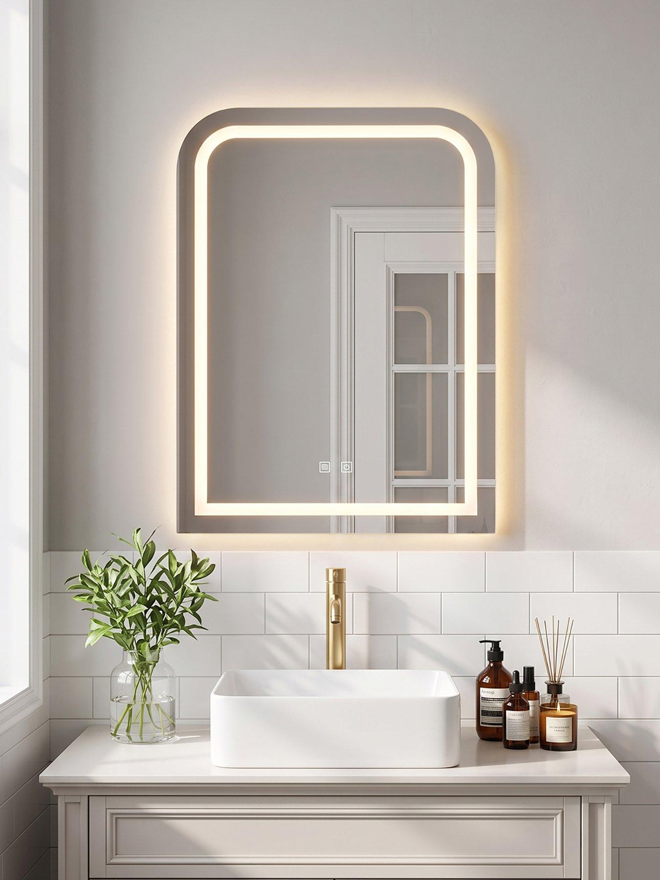 Living and Home Wall-mounted Led Bathroom Mirror With Demister 50cm X 70cm