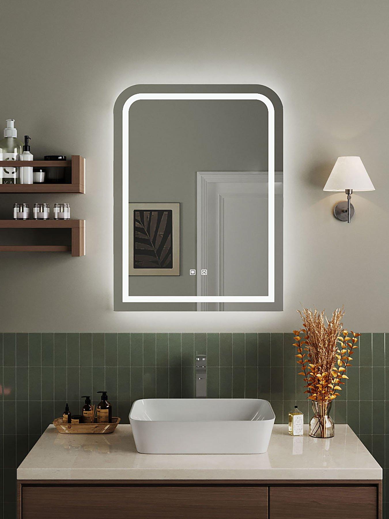 Image 3 of 7 of Living and Home Wall-mounted Led Bathroom Mirror With Demister 60cm X 80cm