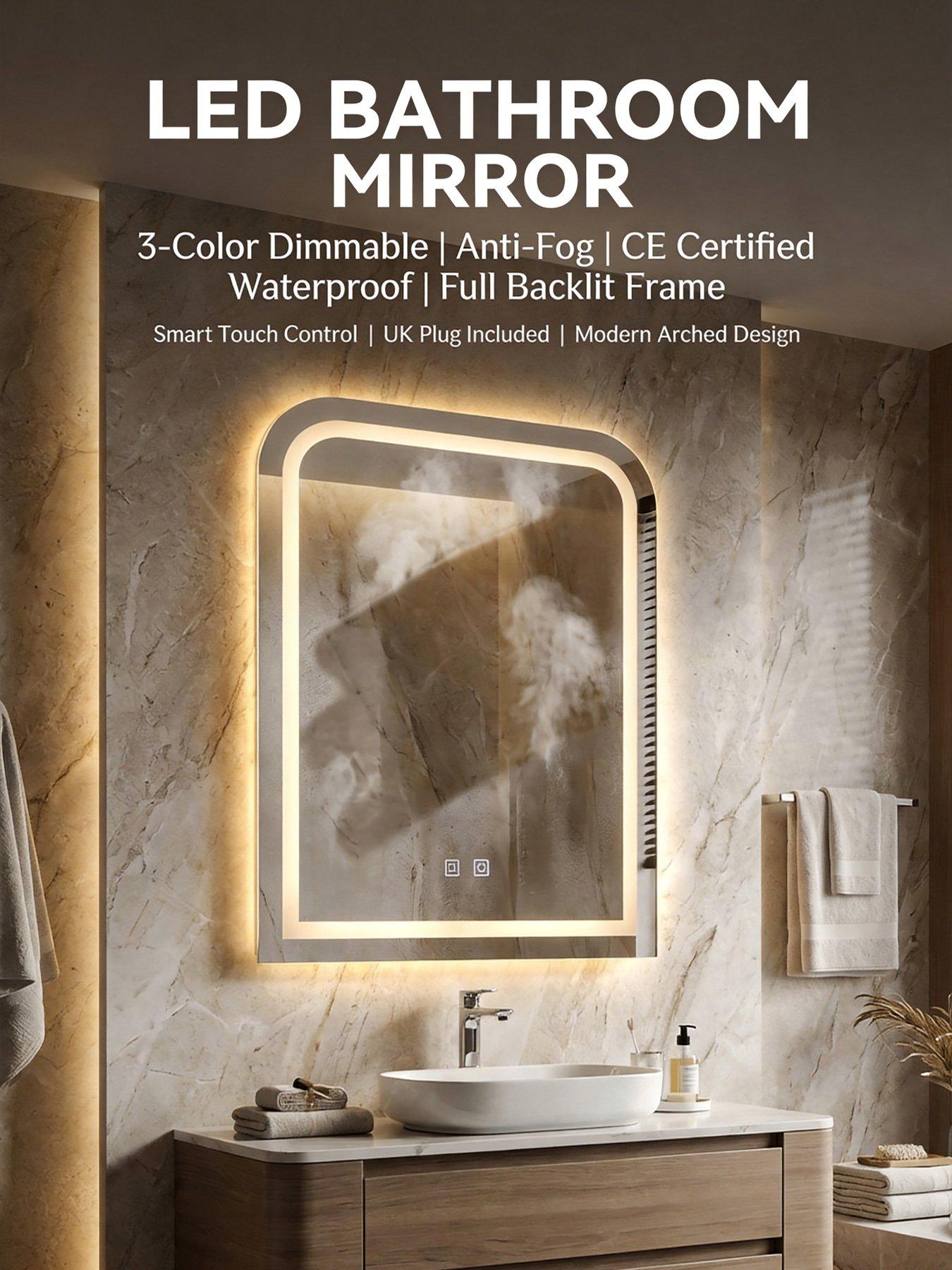 Image 4 of 7 of Living and Home Wall-mounted Led Bathroom Mirror With Demister 60cm X 80cm