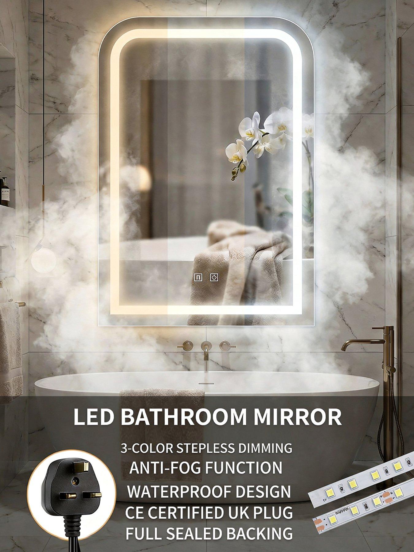 Image 5 of 7 of Living and Home Wall-mounted Led Bathroom Mirror With Demister 60cm X 80cm