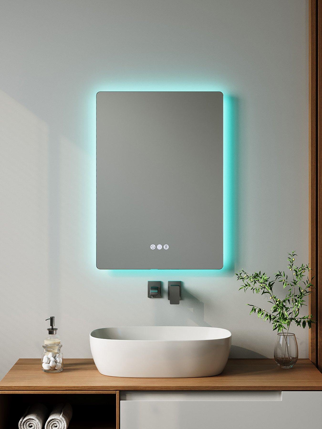 Image 1 of 7 of Living and Home Translucent Type Led Anti-fog Bathroom Mirror 50cm X 70cm