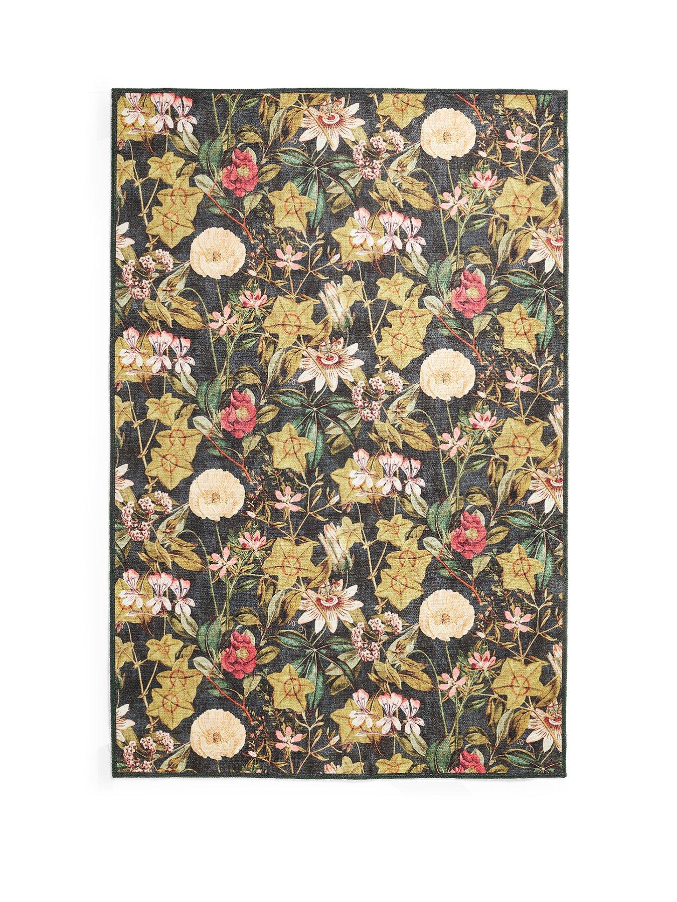 Image 2 of 6 of Clarke & Clarke Clarke & Clarke Passiflora Noir Washable Rug