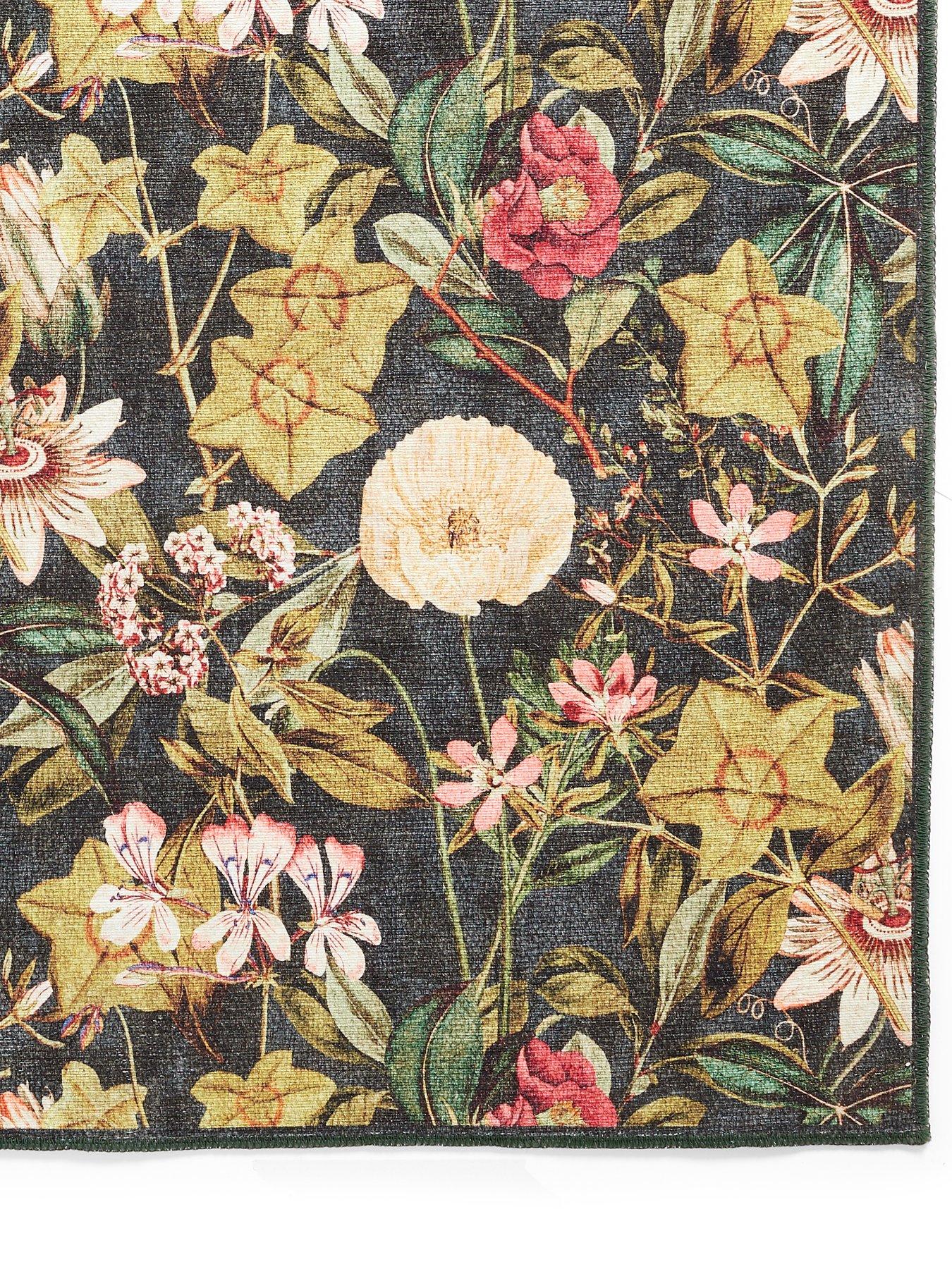 Image 3 of 6 of Clarke & Clarke Clarke & Clarke Passiflora Noir Washable Rug